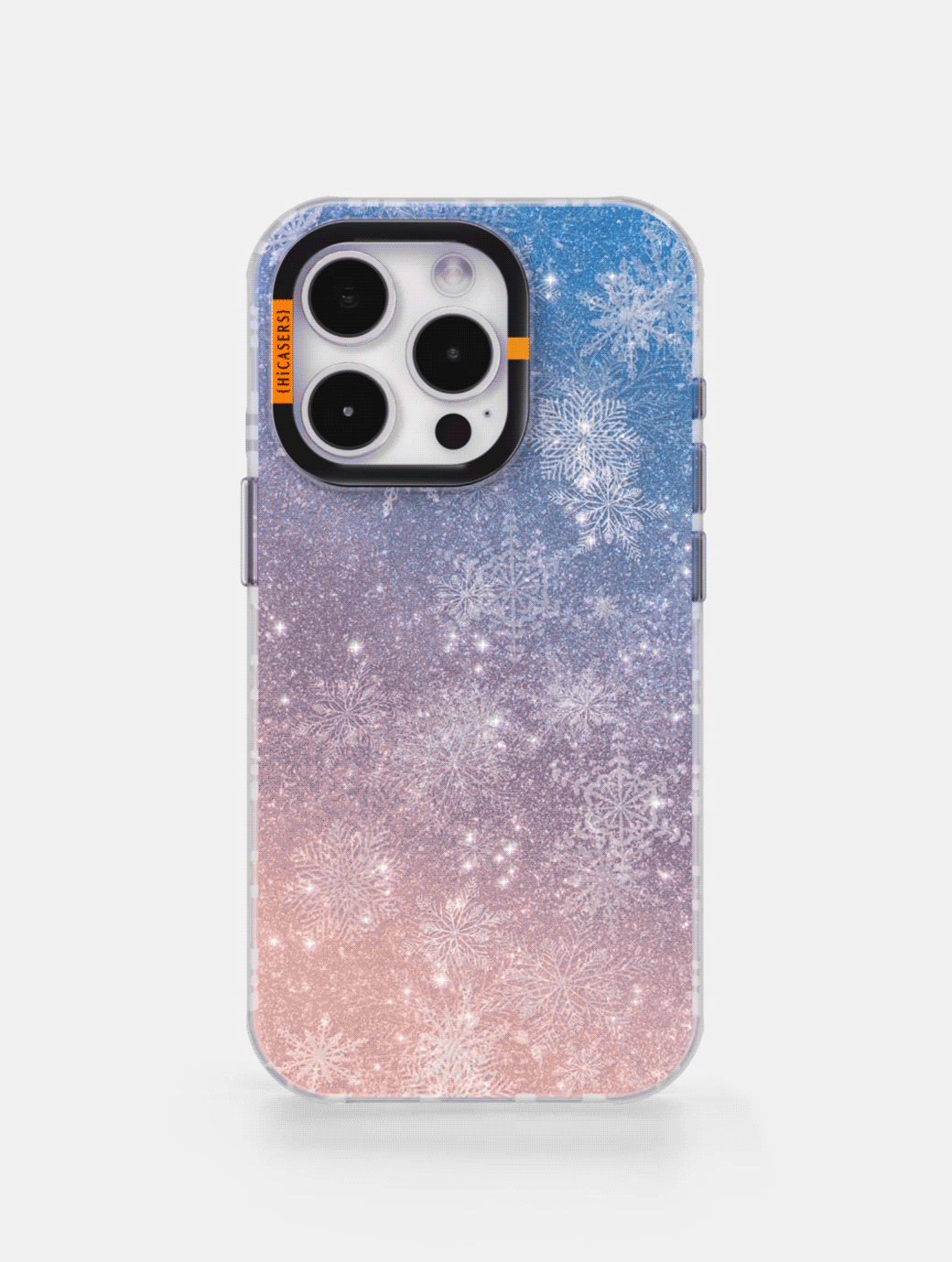 Snowflakes and Flurries Pattern Shimmering Phone Case - Blue Glitter Protective Cover for iPhone & Samsung - Perfect for Winter Holidays & Christmas Gifts