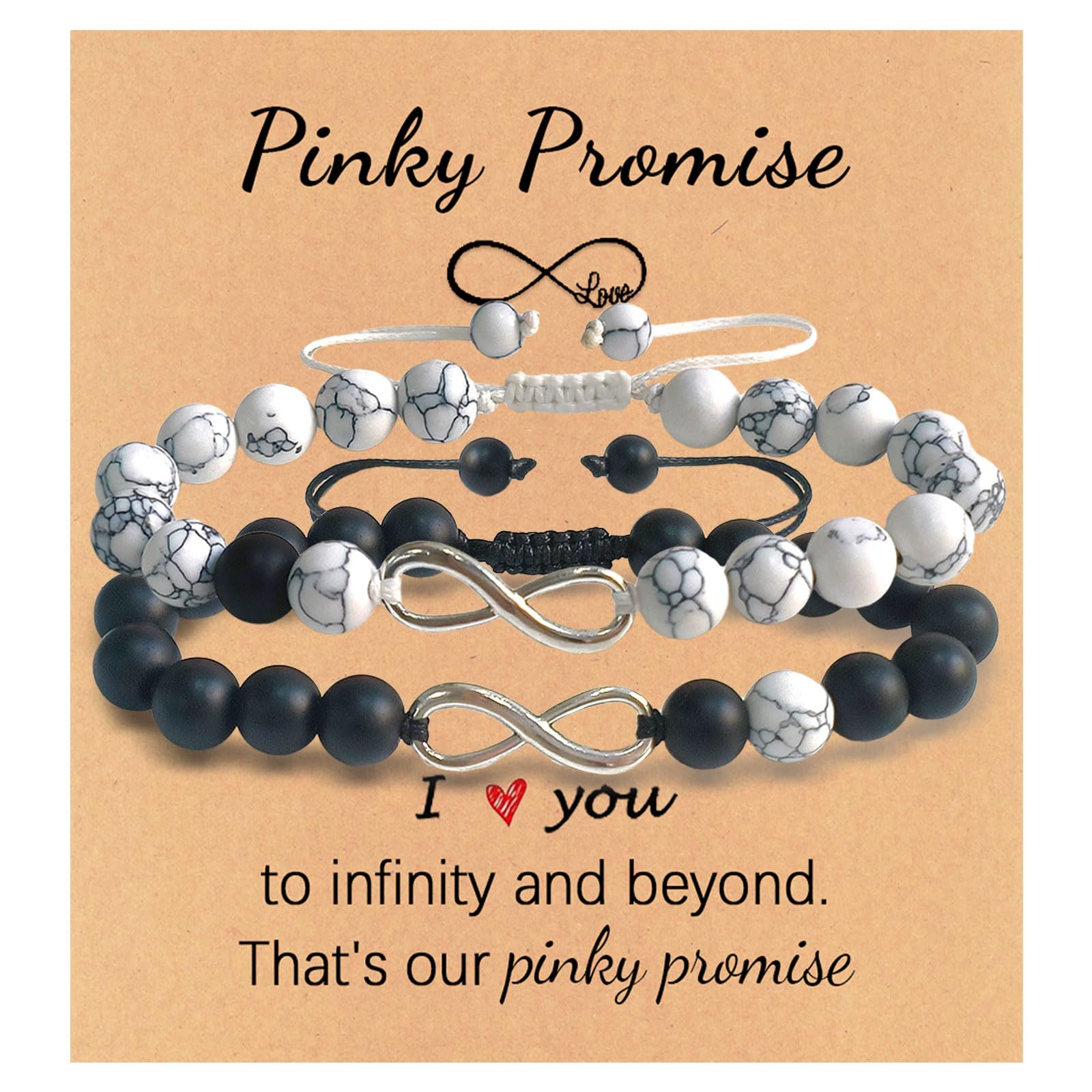 Infinity Beads Couple Bracelets - Adjustable Matching Promise Bracelet Set for Him & Her | Best Friend & Lover Gift | Long Distance Relationship, Travel & Anniversary Jewelry