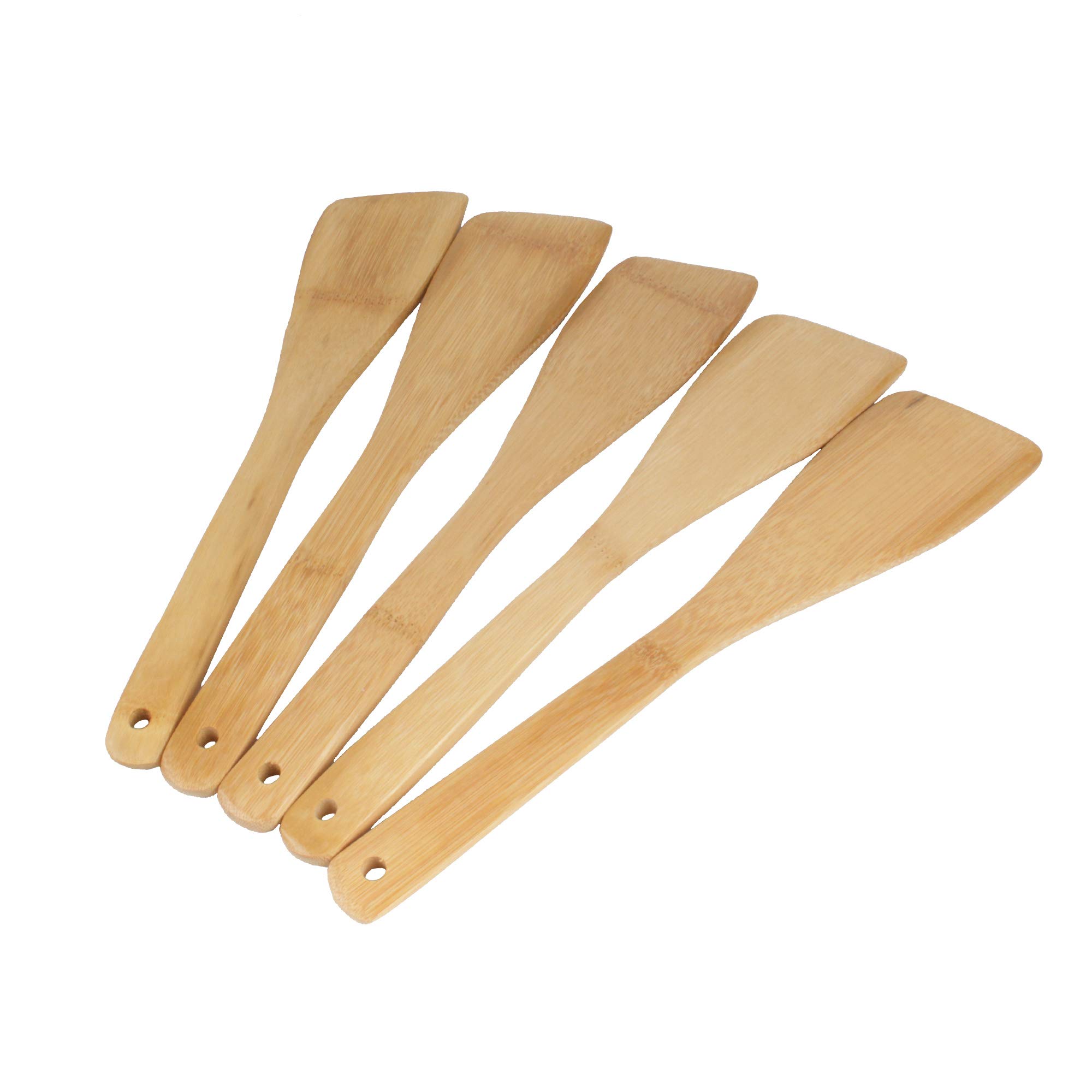 Eco-Friendly Bamboo Cooking Utensil Set - 5-Piece Angled Spatula & Paddle for Non-Stick Cookware - Perfect for Stirring, Flipping & Serving - Sustainable Kitchen Tools for Healthy Cooking