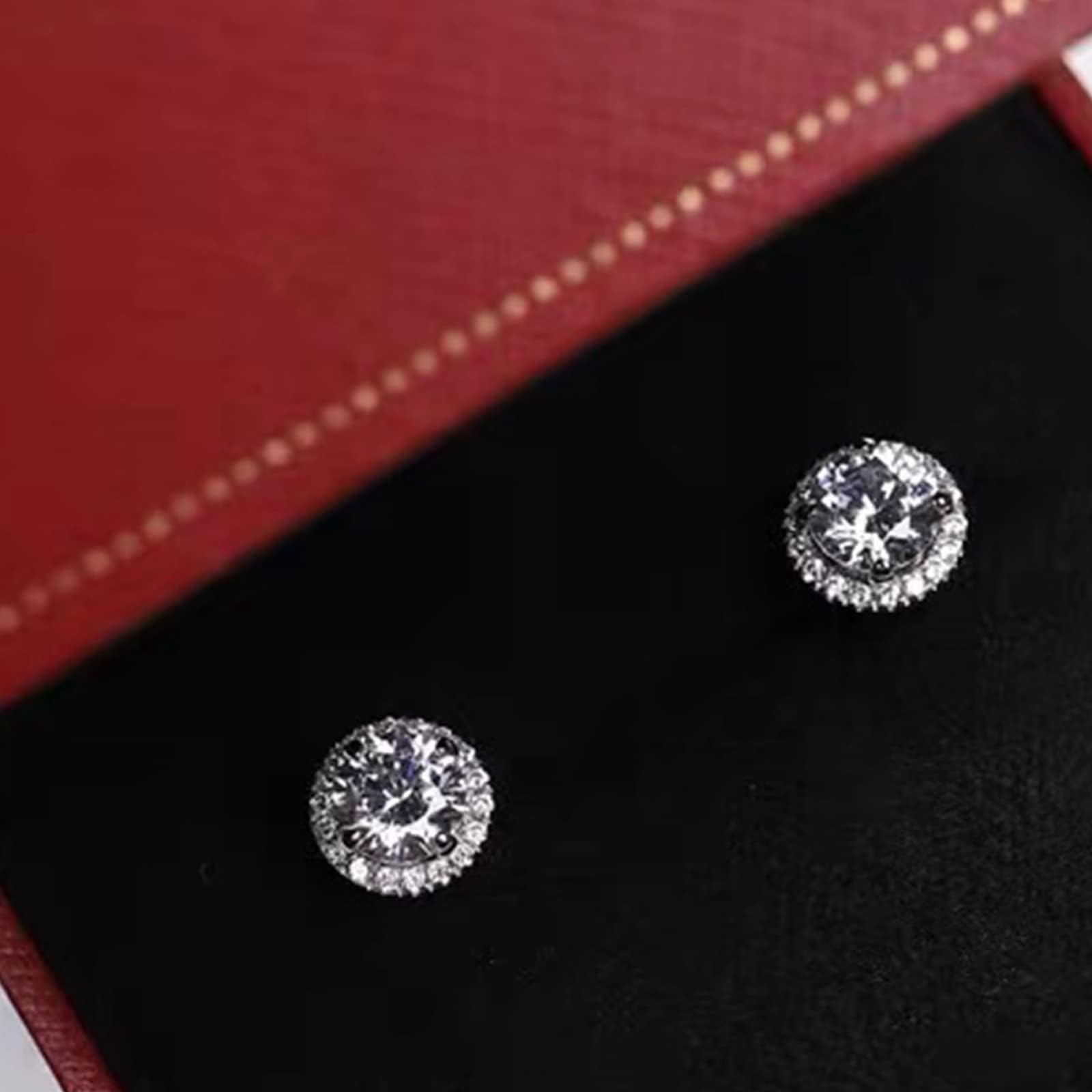 Cubic Zirconia Stud Earrings for Women & Men - 925 Sterling Silver Simulated Diamond CZ Earrings - Perfect for Weddings, Parties & Everyday Elegance