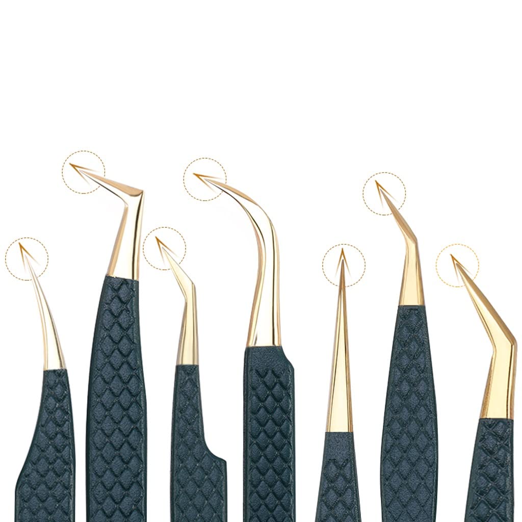 Professional Stainless Steel Volume Eyelash & Eyebrow Tweezers - Precision Individual Lash Extension Tools for Salon, Makeup Artists & Home Use