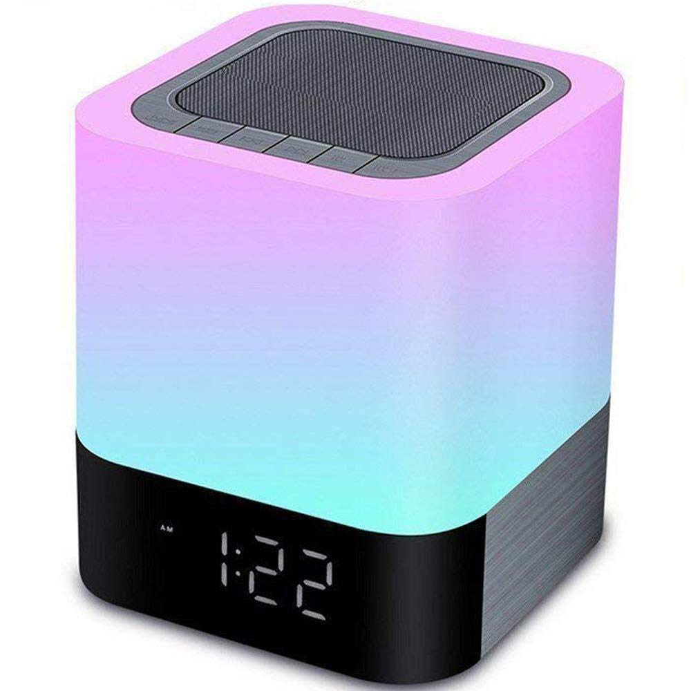YSD Touch Sensor Night Light with Bluetooth Speaker - 4000mAh Rechargeable Bedside Lamp, 16 Color Changing LED & Warm White Light, Digital Alarm Clock with 12/24H Format - Perfect for Kids' Rooms, Bedrooms, and Gift for Birthday Parties