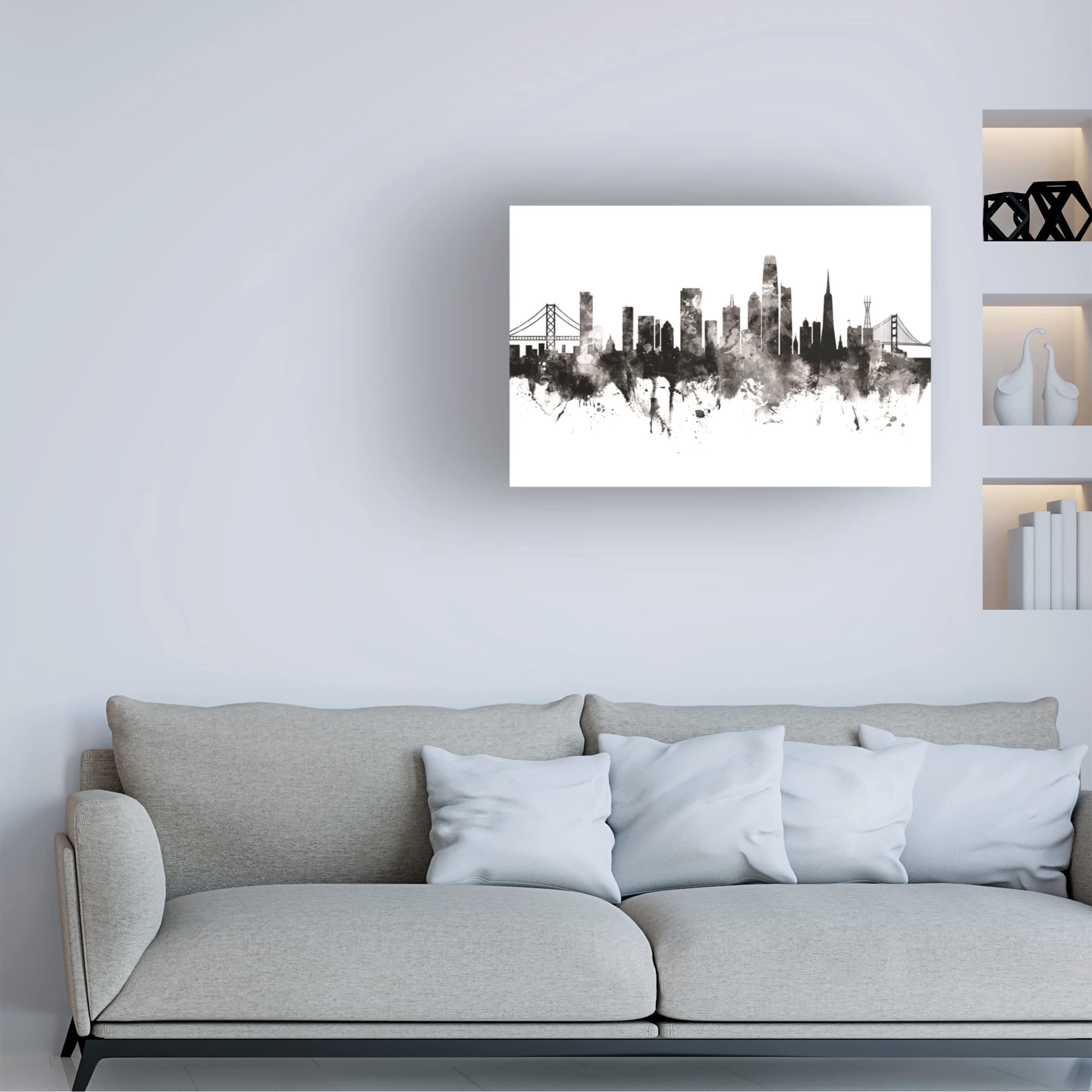 Michael Tompsett 'San Francisco California Skyline' Canvas Wall Art Print - Modern Cityscape Painting for Living Room, Office & Home Decor