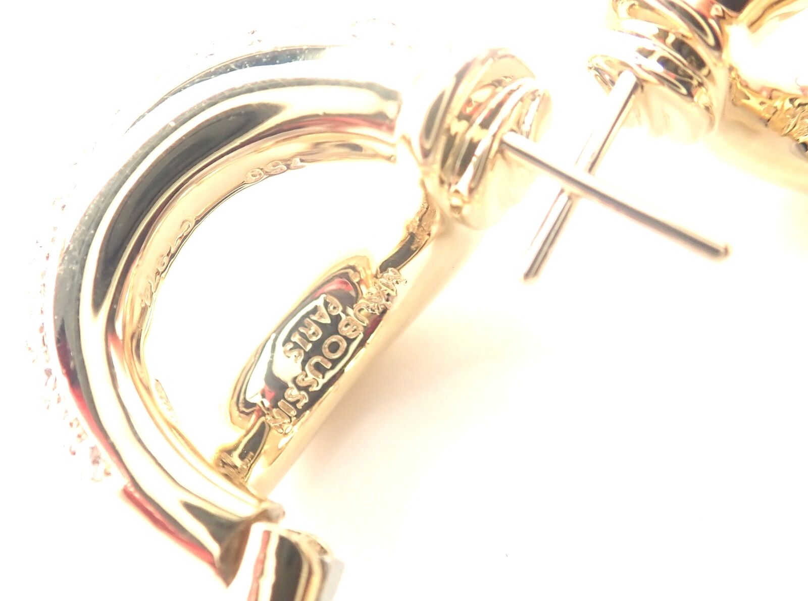 Authentic Mauboussin Paris 18K Yellow Gold Diamond Double Hoop Earrings for Women - Luxury French Jewelry for Parties, Weddings & Special Occasions