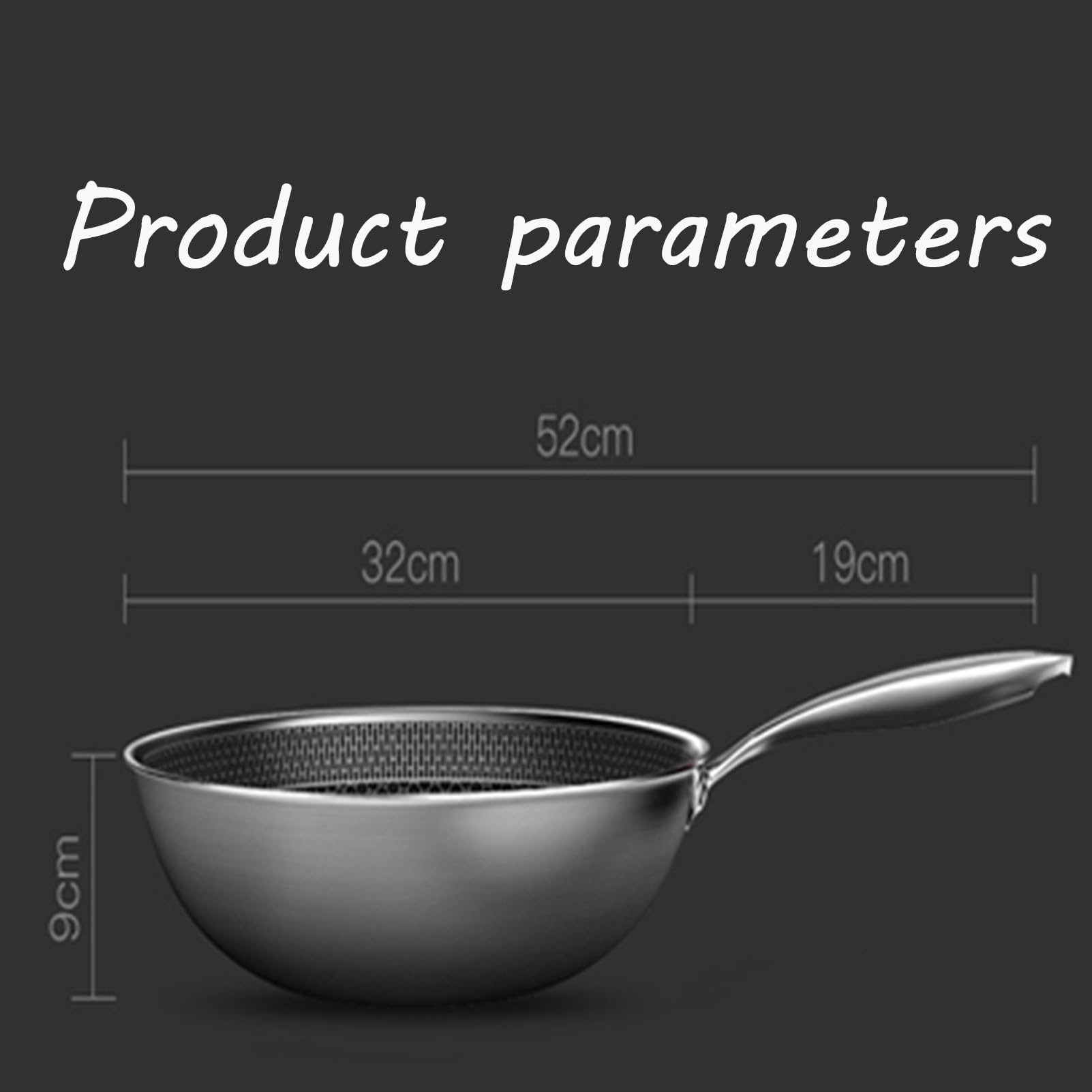 Premium Carbon Steel Wok Pan with Glass Lid - 14