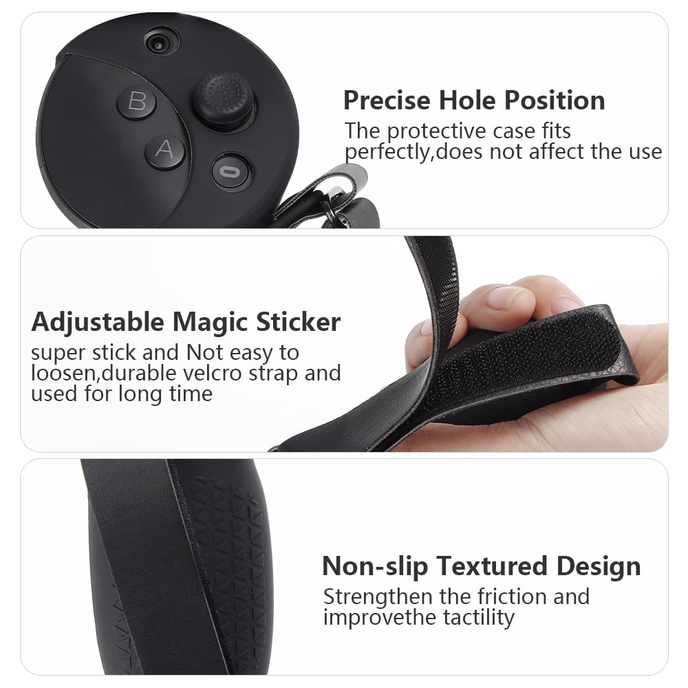 Meta Quest Pro Controller Silicone Grip Cover - Dark Black Protector for Enhanced Comfort and Durability, Ideal for VR Gaming and Fitness