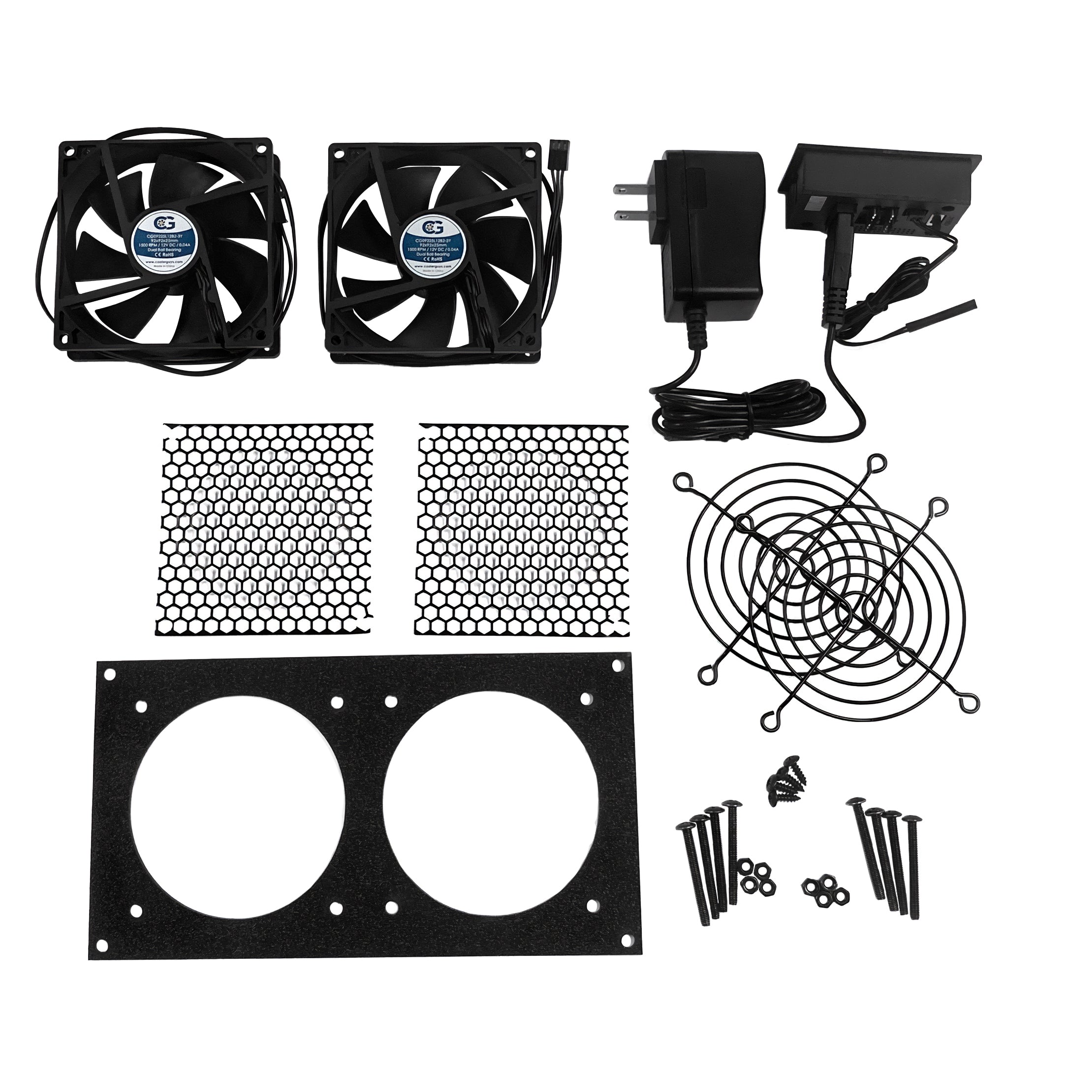 Coolerguys Dual 92mm Computer Case Fans with Thermal Controller - High Performance PC Cooling Kit for Gaming Rigs, Workstations & Home Computers