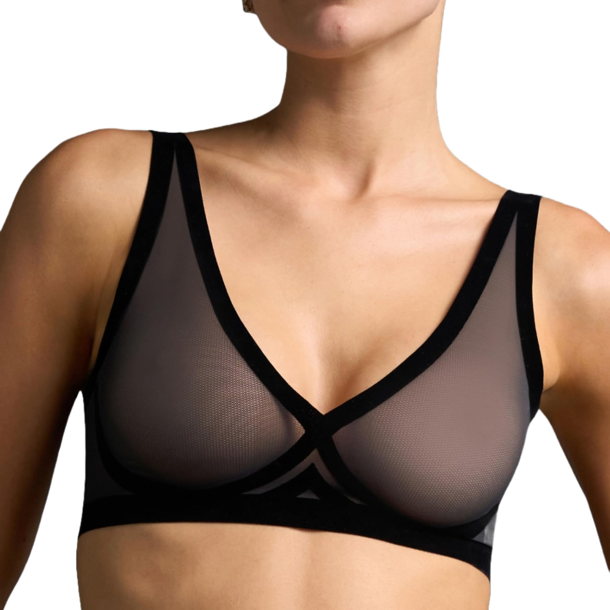 EBY Seamless Sheer Bralette for Women - Comfortable Invisible Underwire Bra in Black | Perfect for Yoga, Lounge & Everyday Wear