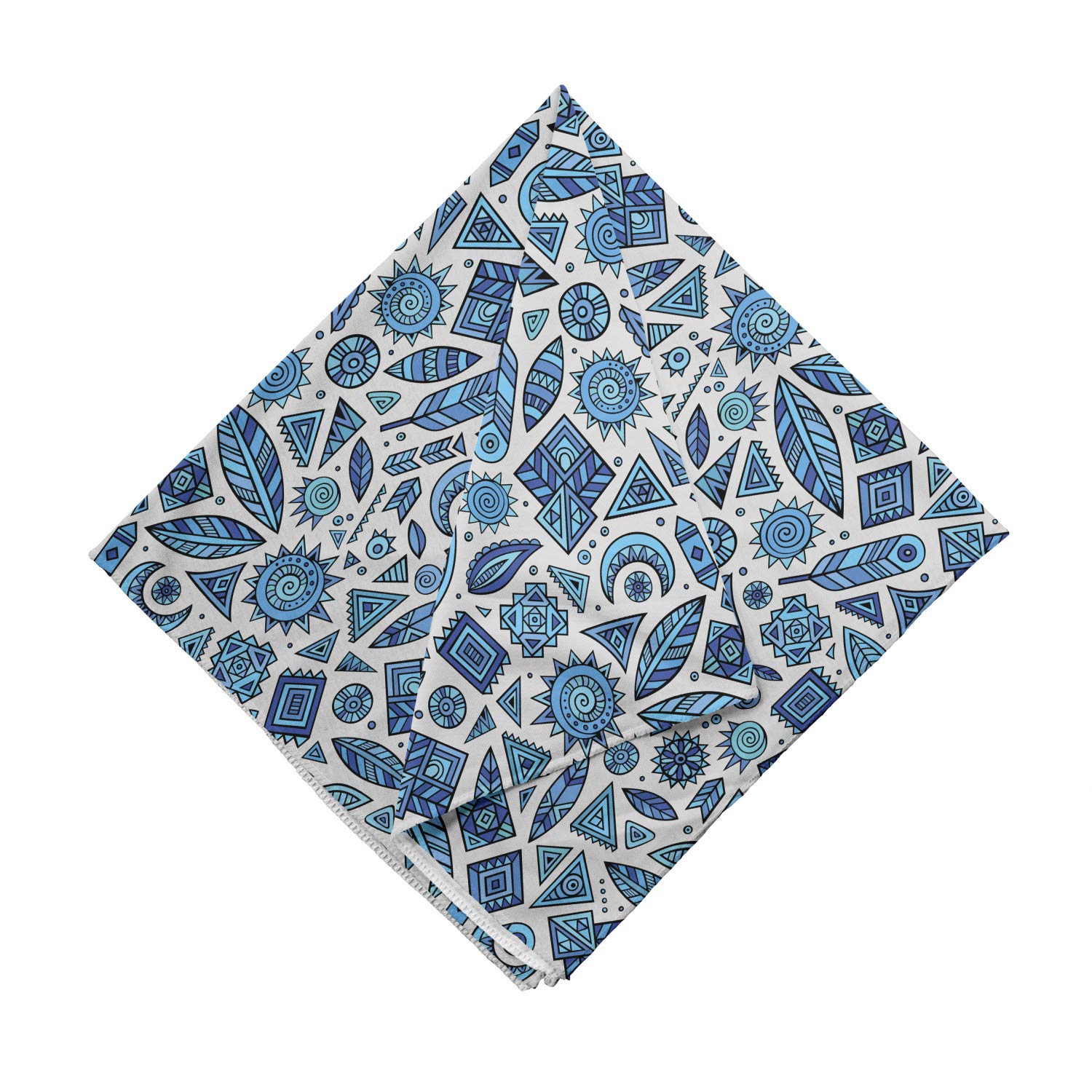 Ambesonne Ethnic Bandana - Tribal Blue Monochrome Boho Scarf - Unisex Head Wrap & Neck Tie for Men & Women - Perfect for Music Festivals, Outdoor Adventures & Boho Fashion