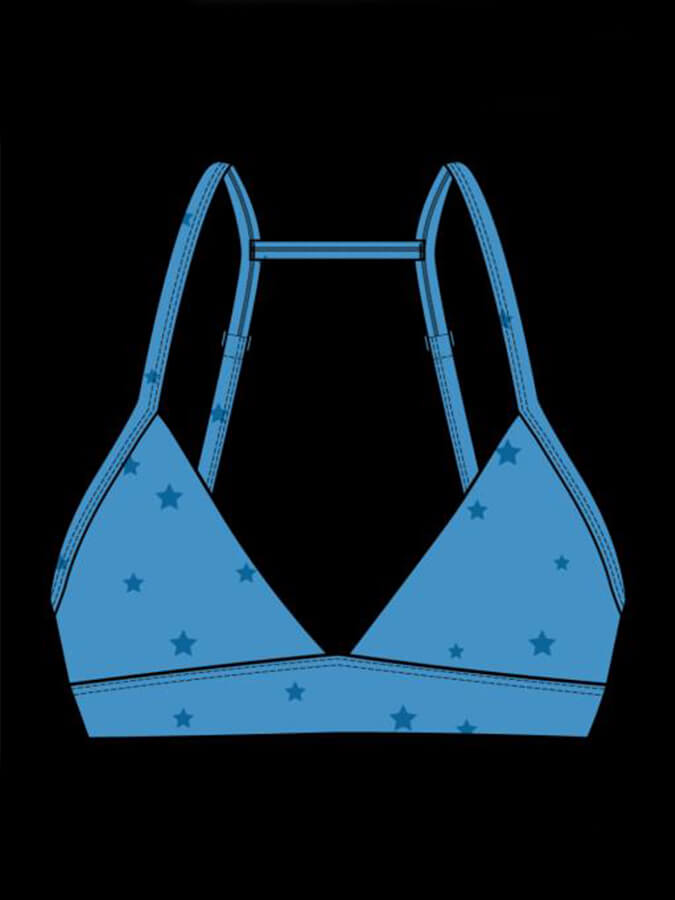 Tavi Adjustable Studio Women's Sports Bra - High Support Workout Top for Running, Yoga & Gym - Ocean Stars Print