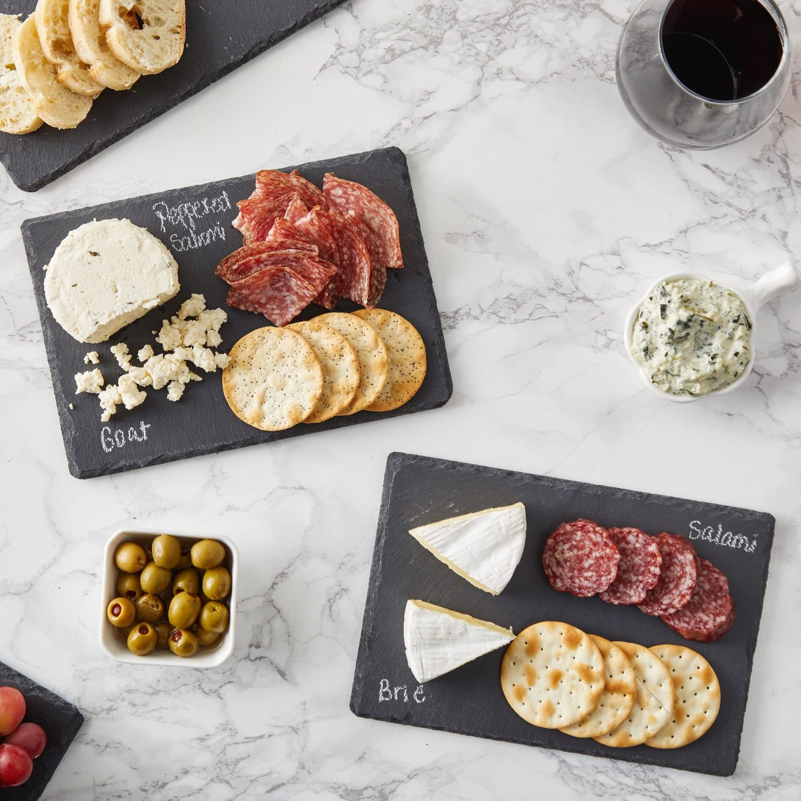 Juvale 6-Pack Mini Slate Charcuterie Boards Set with Chalk - 6x8.7 Inch Stone Serving Plates for Cheese, Sushi, Appetizers | Perfect for Parties, Picnics, and Elegant Home Dining