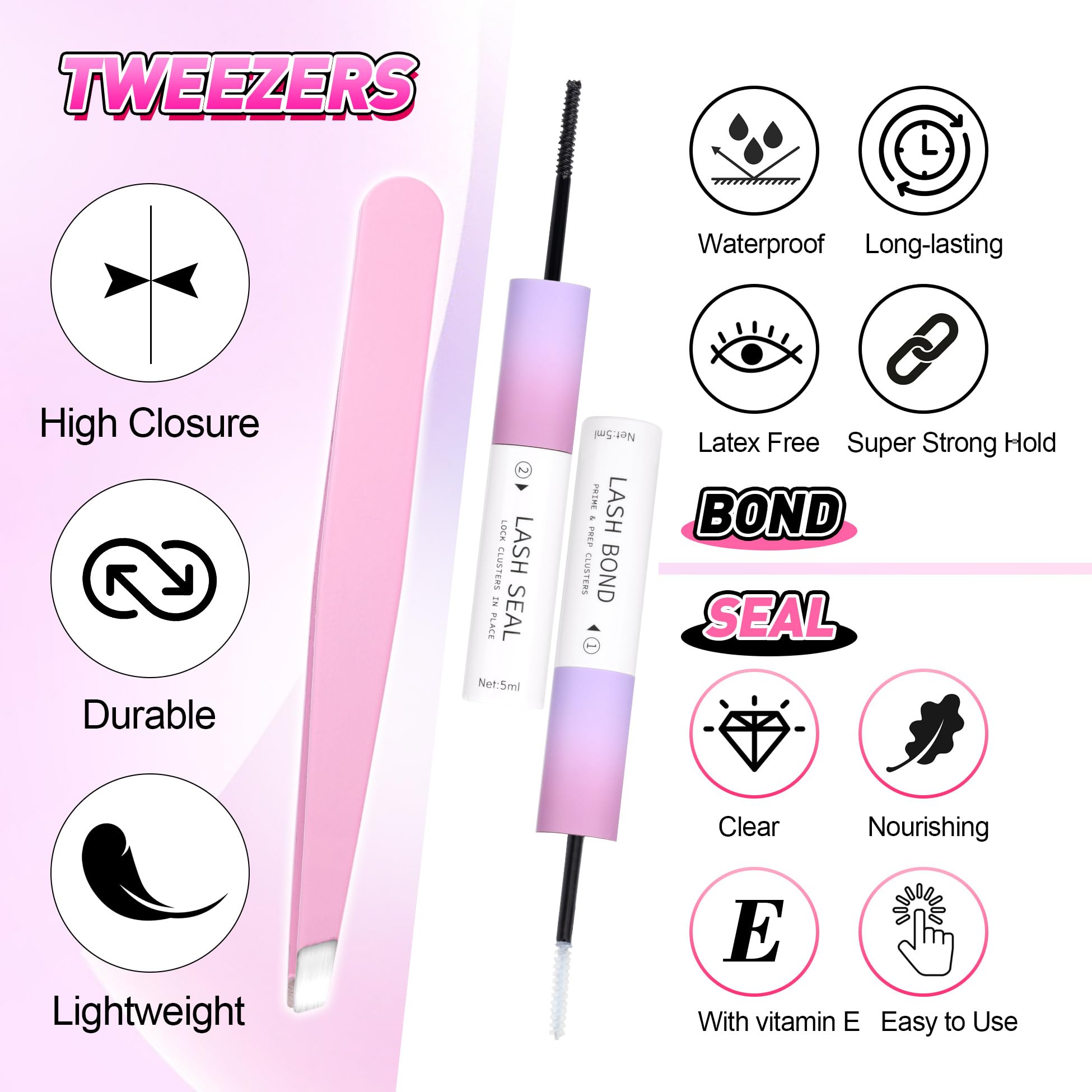Wiwoseo False Eyelashes Cluster Lashes Extensions - Fluffy Russian Volume Lashes Kit with Lash Glue for DIY Eyelash Extensions | Natural Looking Individual Lashes for Home Application & Professional Salon Use | Perfect for Weddings, Parties and Daily Makeup Looks