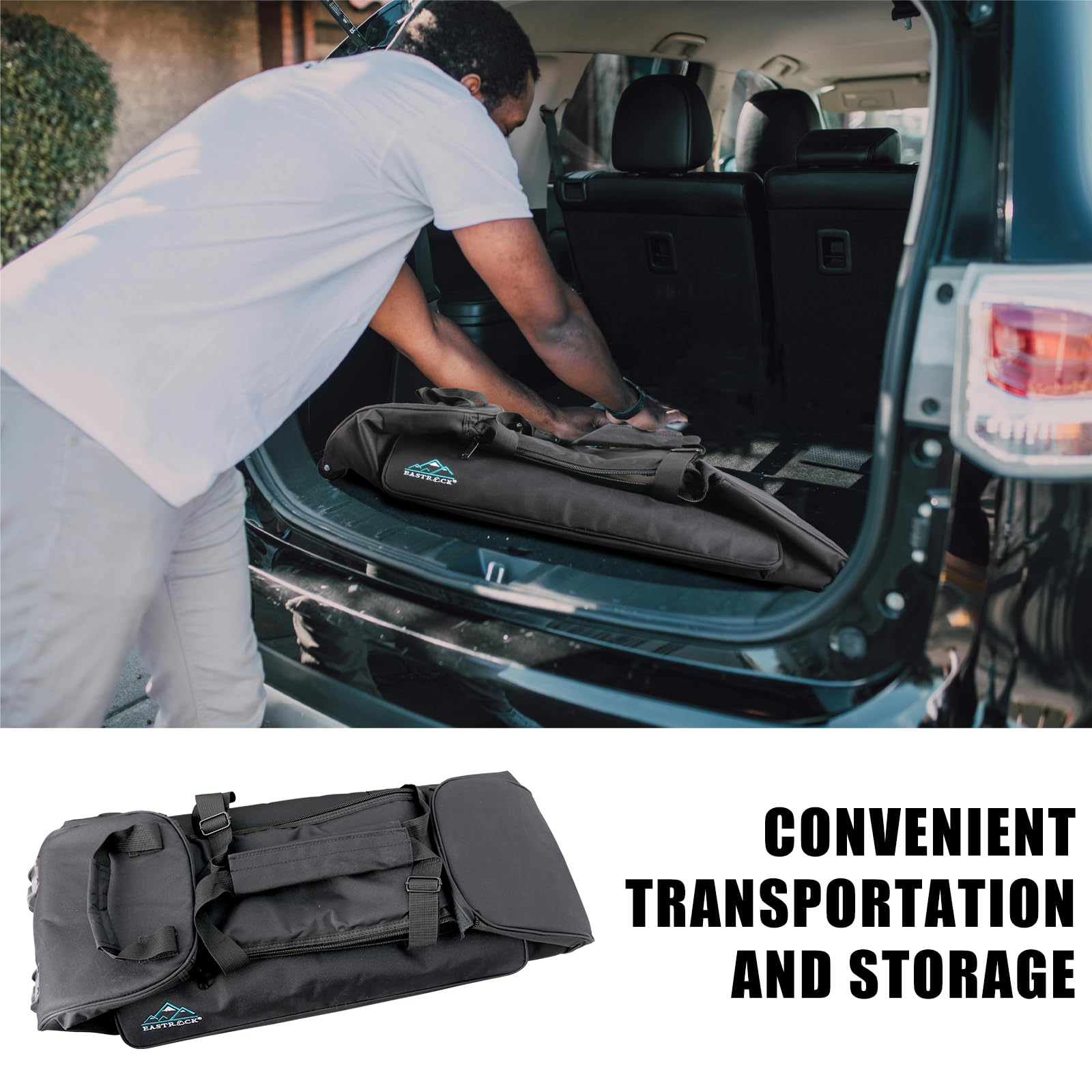 EASTROCK Heavy Duty Rolling Drum Hardware Bag with Wheels - Durable Drum Set Carry Case for Cymbals, Stands & Accessories (Black) - Perfect for Gigging Musicians & Drummers On The Go