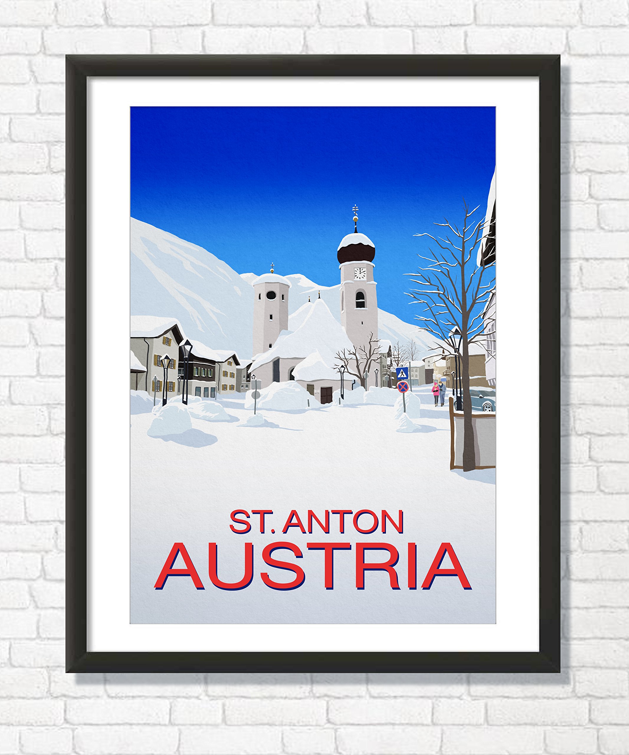 St Anton Ski Resort Austria - Vintage Ski Wall Art Poster 50cm x 70cm - Perfect for Ski Lodge, Cabin & Winter Sports Home Decor