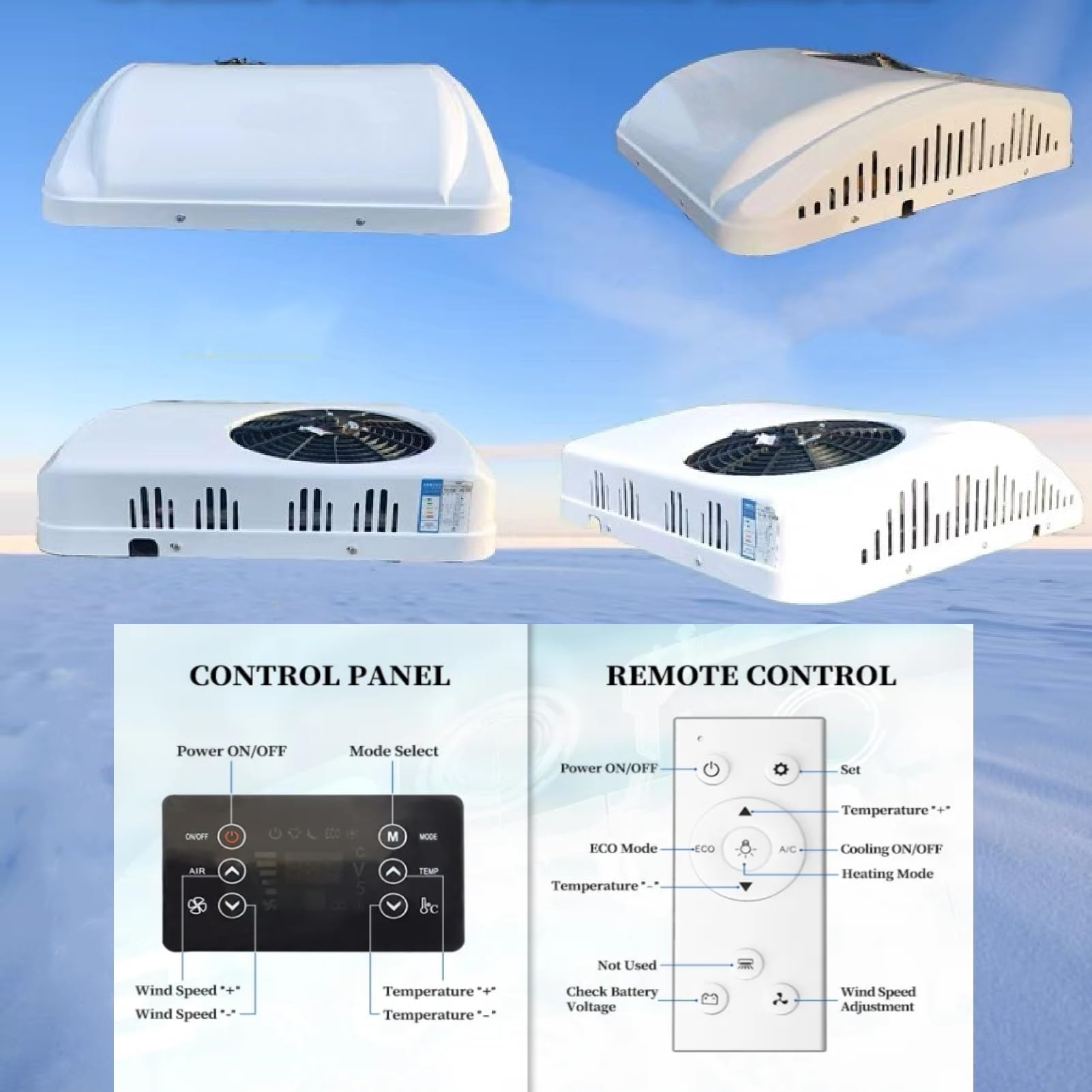 24V DC Air Conditioner for Trucks, RVs, Buses & Heavy Vehicles - Heating & Cooling Roof AC Unit - Ideal for Campers, Excavators & Agricultural Equipment