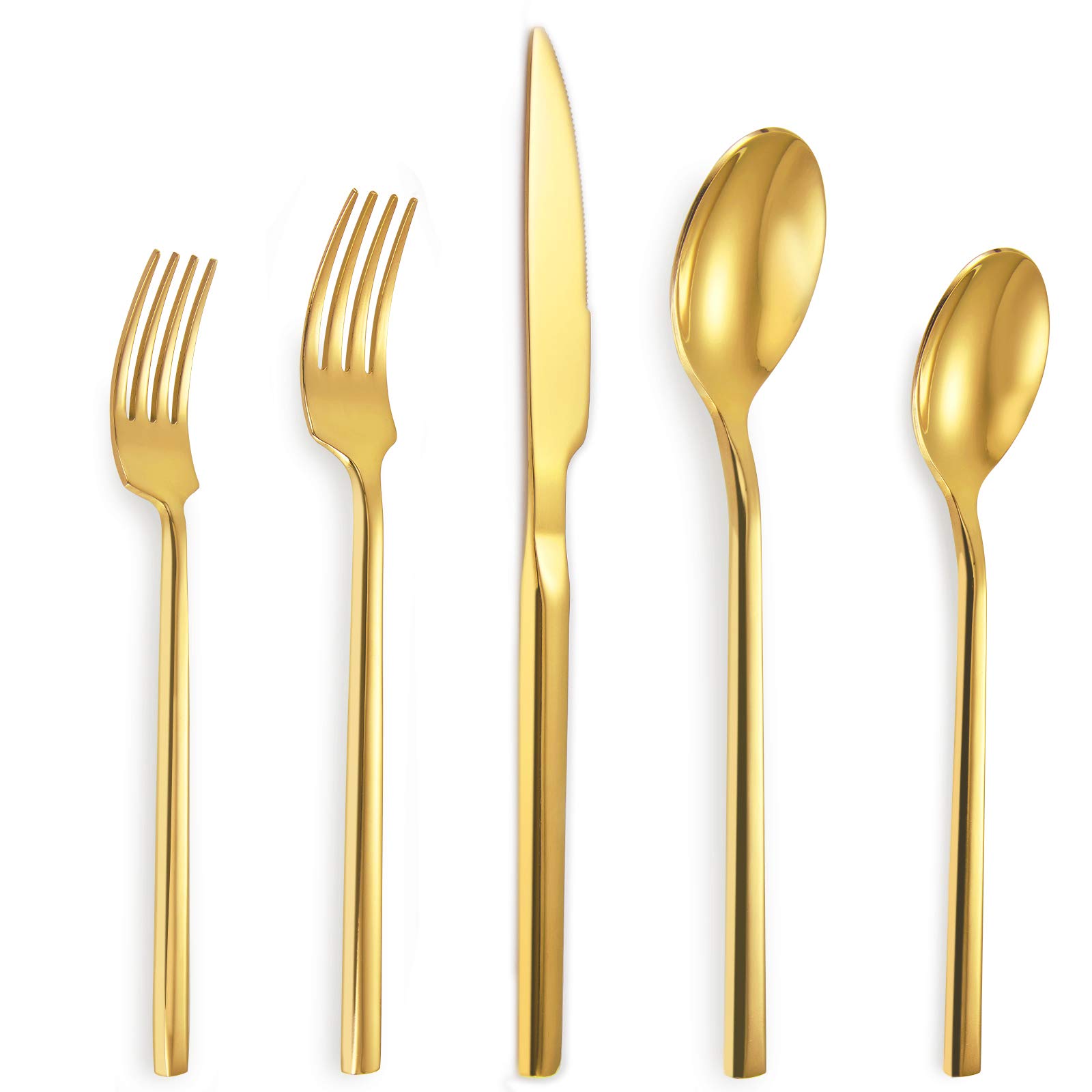 20-Piece Gold Silverware Set - 18/10 Stainless Steel Flatware Cutlery Set Service for 4 - Mirror Polished Elegant Kitchen Utensils for Home, Party & Wedding Gift - Dishwasher Safe - Perfect for Fine Dining, Holiday Gatherings & Special Occasions