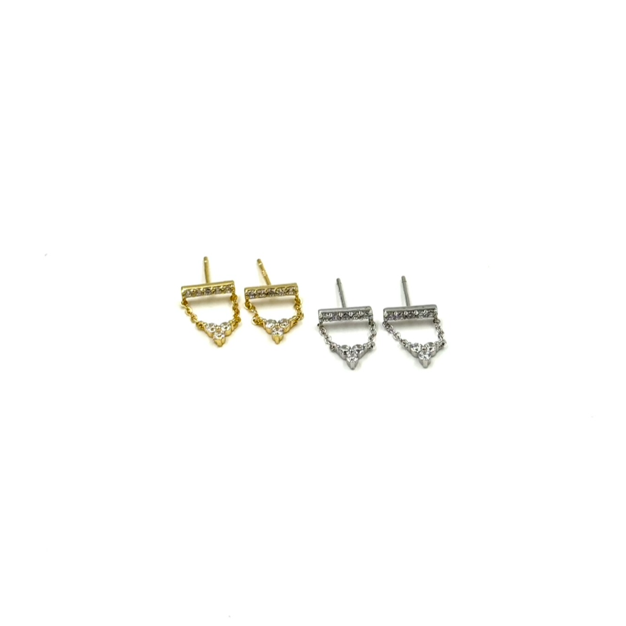 Sterling Silver Triangle CZ Drop Earrings for Women - Elegant Ashley Gold Jewelry - Perfect for Parties, Weddings & Everyday Wear