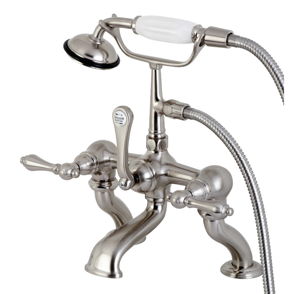 Kingston Brass CC409T5 Vintage 7 Inch Deck Mount Bathtub Faucet with Hand Shower - Perfect for Classic Bathroom Renovations & Spa-Like Showers