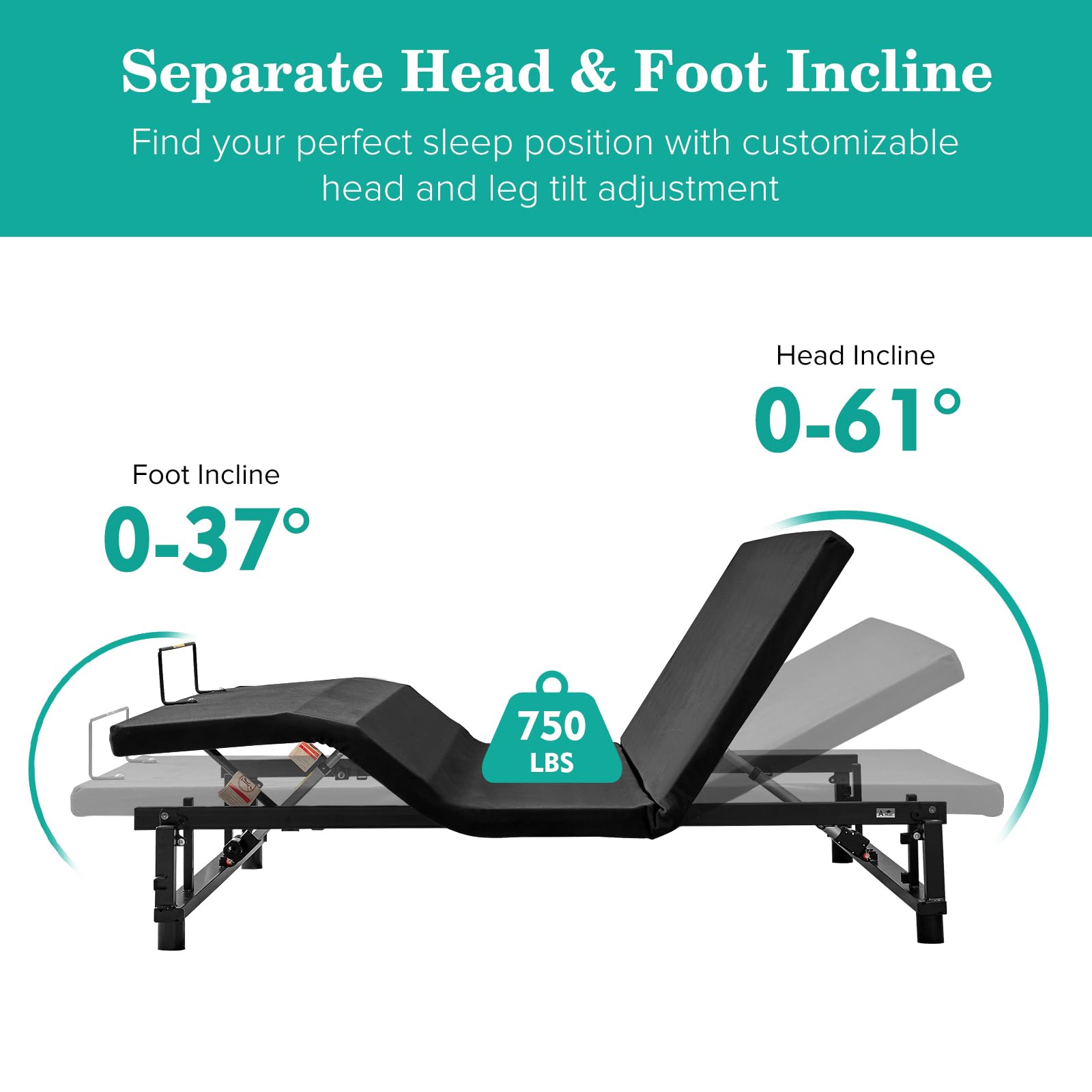 Full Size Adjustable Bed Frame with Wireless Remote - Electric Base with Head/Foot Incline, Zero Gravity & Quiet Motor - Easy Assembly Black Bed Frame for Home, Office & Guest Room Use