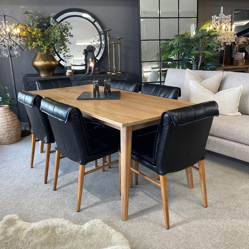 Vicchy Solid Oak Dining Table 180cm - Modern Farmhouse Style for Dining Room, Kitchen, and Entertaining