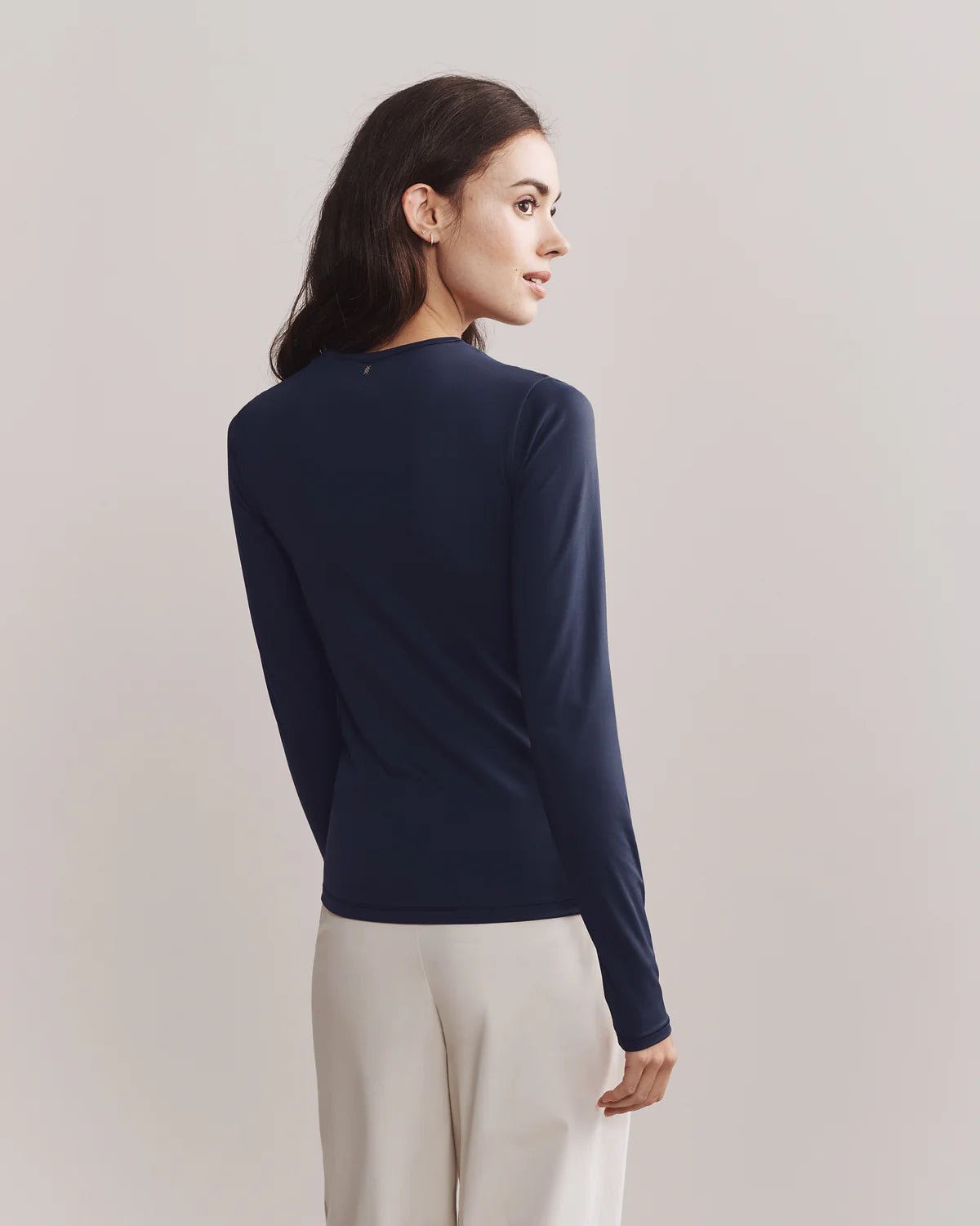 Rhone Women's Ultimate Layer Long Sleeve T-Shirt - Moisture-Wicking, Breathable Workout Top in Navy Blue | Perfect for Yoga, Running & Gym Training