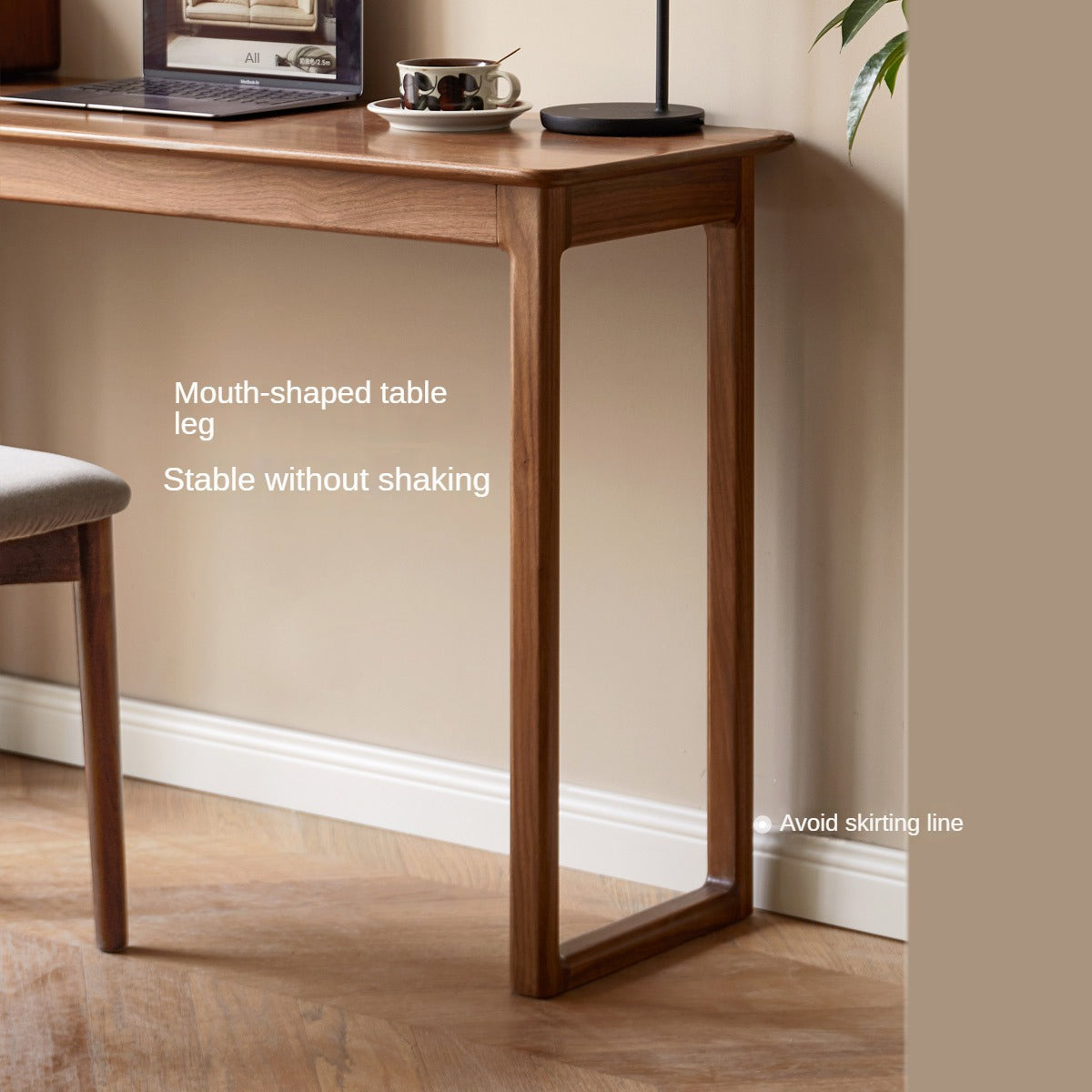 Premium Black Walnut Solid Wood Narrow Writing Desk - Modern Minimalist Home Office & Study Workstation for Small Spaces
