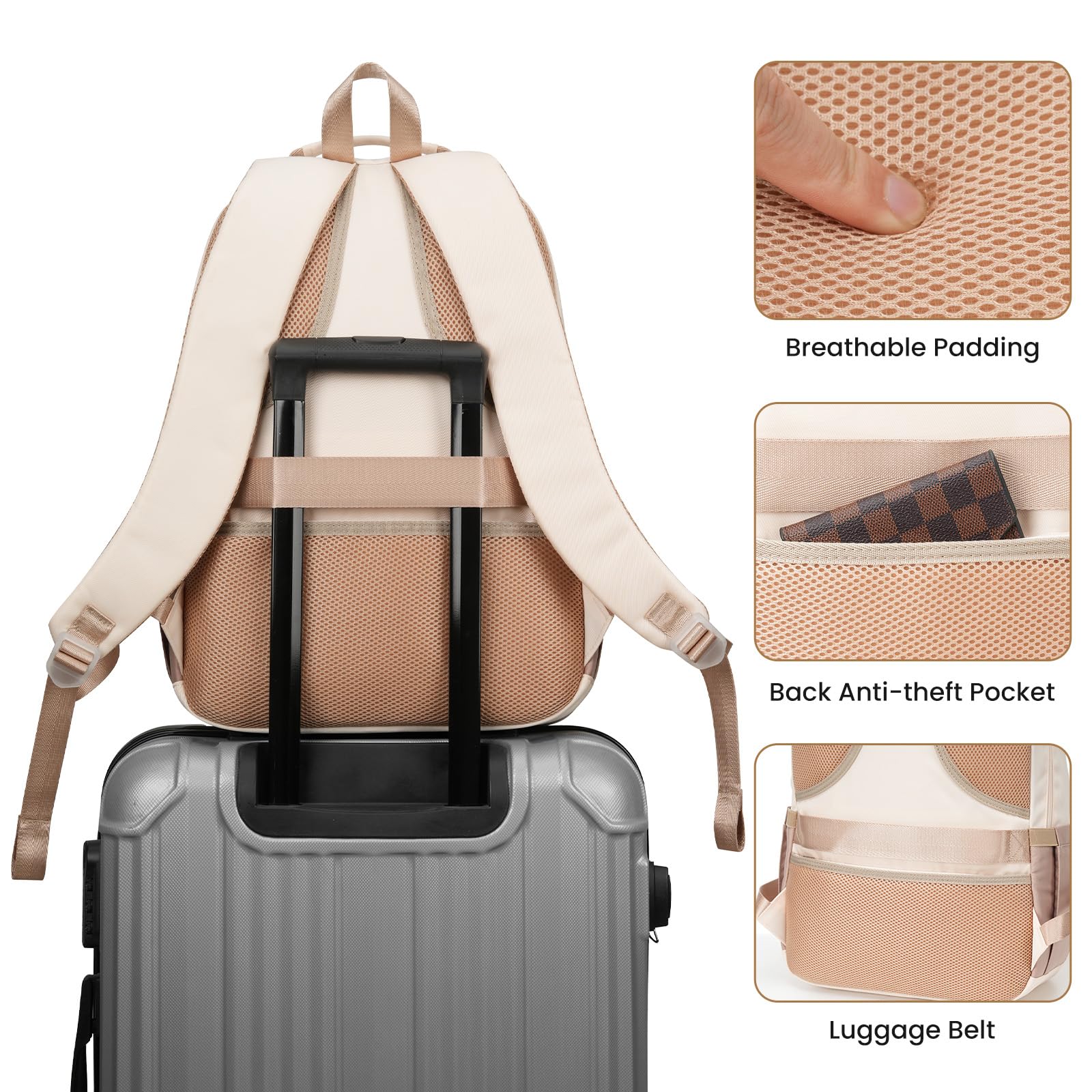 Stylish 15.6 Inch Laptop Backpack for Teen Girls - Lightweight School Bag for Middle & High School Students, College Bookbag with Large Capacity - Perfect for School, Travel & Daily Use