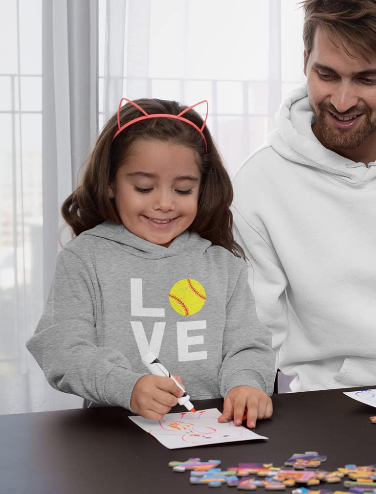 Tstars Love Softball Hoodie for Kids Girls - Cute Baseball Sweatshirt Gift for Softball Players & Fans - Perfect for Games, Practice & Team Spirit