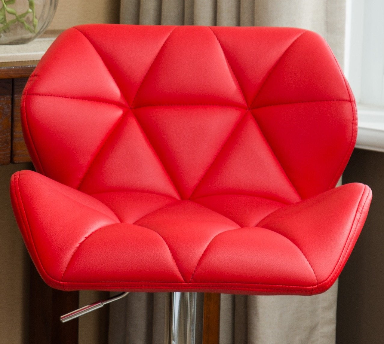 Roundhill Furniture Glasgow Contemporary Tufted Adjustable Hydraulic Bar Stools, Red, Set of 2 - Perfect for Kitchen Islands, Home Bars & Modern Dining Areas