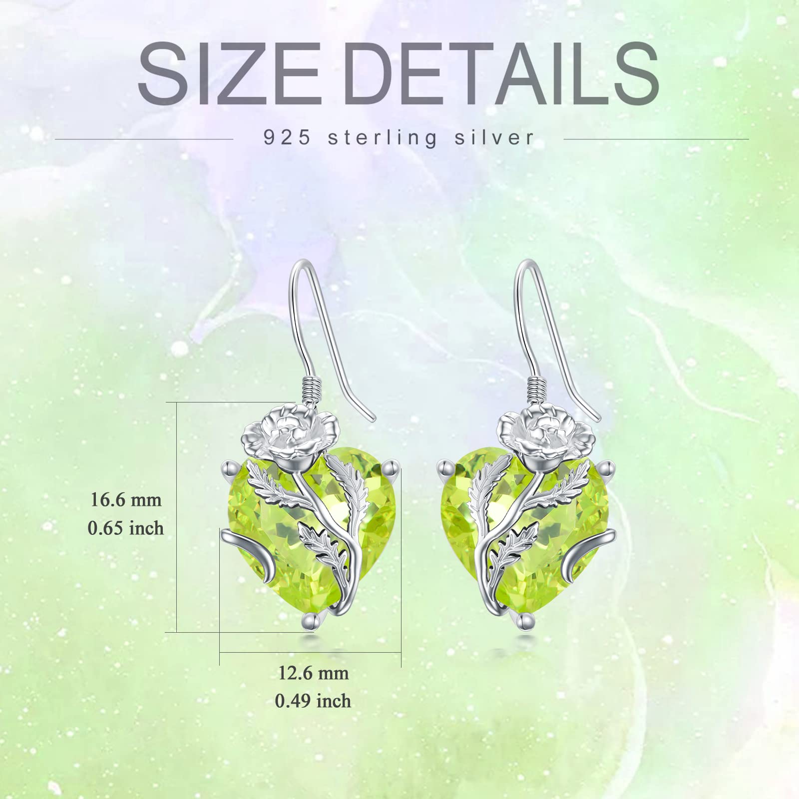 TOUPOP Sterling Silver Heart Earrings for Women - Birth Month Flower Drop Dangle Earrings with Crystal, Elegant Jewelry Gift for Women & Girls | Perfect for Birthday, Anniversary & Special Occasions