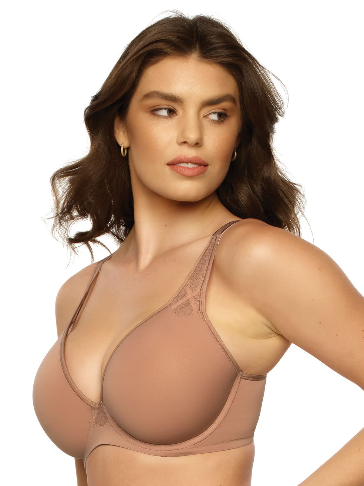 Felina Amaranth Sheer Plunge T-Shirt Bra - Comfortable Lace Underwire Bra for Everyday Wear & Special Occasions