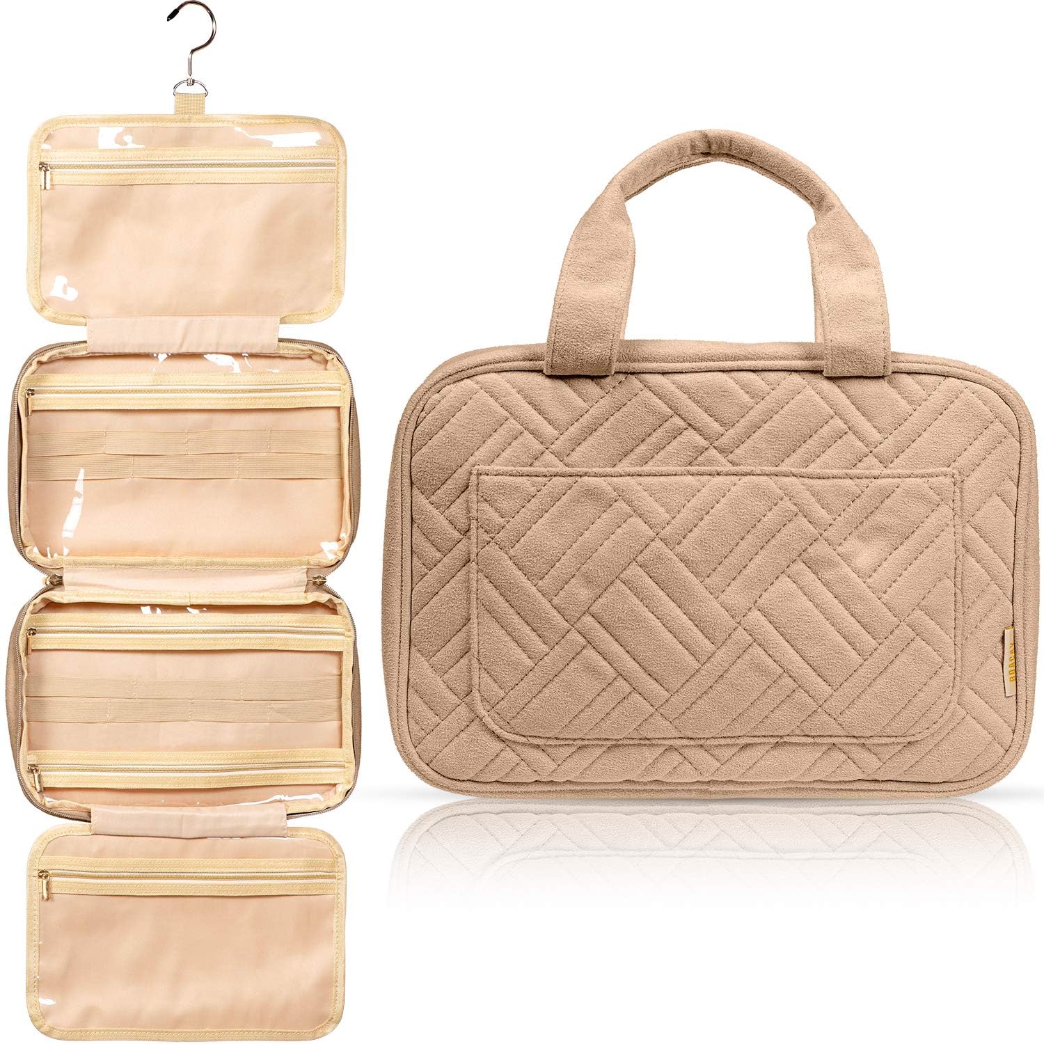 BOACAY Hanging Travel Toiletry Bag for Women - Waterproof Makeup Organizer with Multiple Pockets for Cosmetics, Toiletries & Travel Essentials - Perfect for Bathroom, Shower, Camping & Vacation Trips