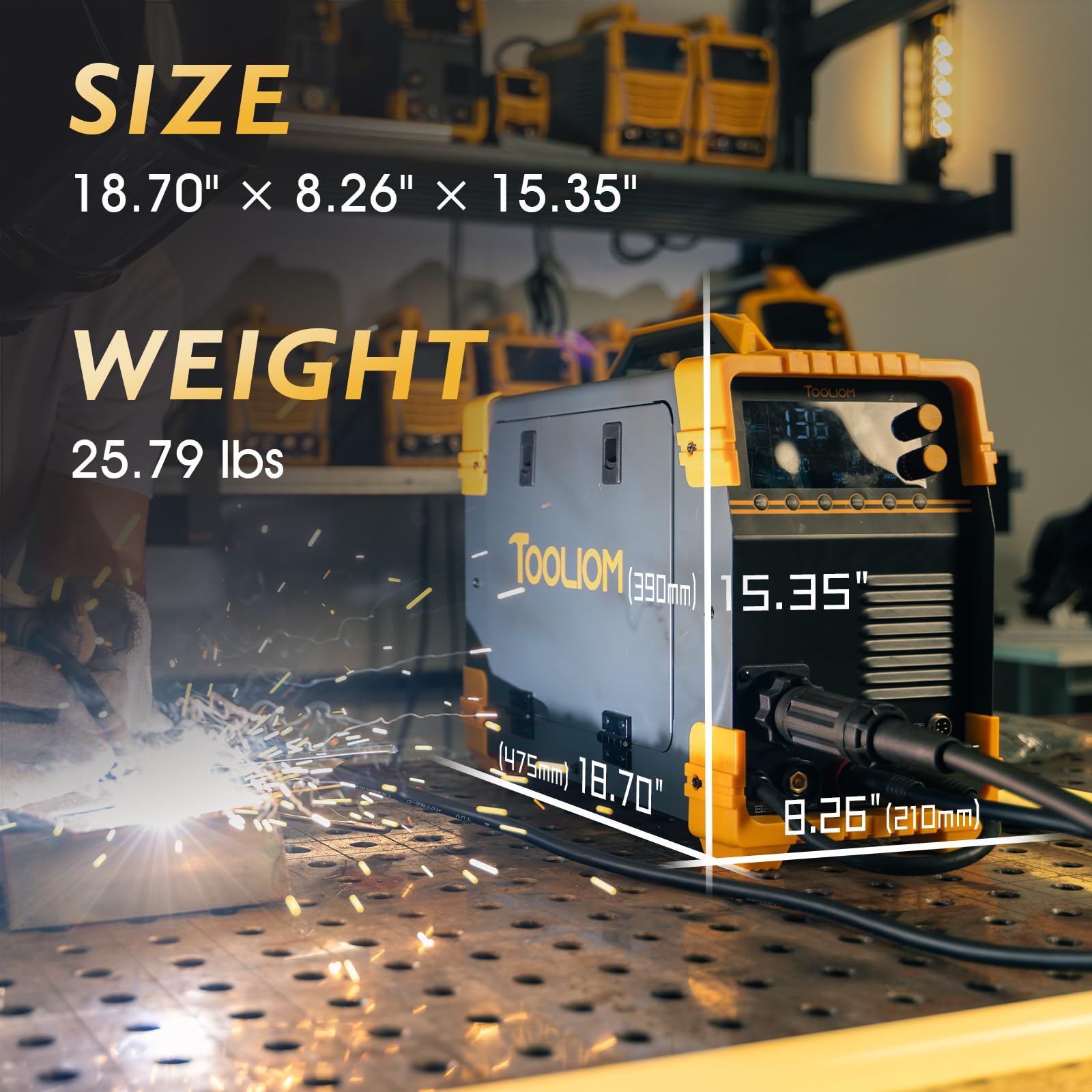 TOOLIOM 5-in-1 MIG TIG Stick Plasma CUT Welding Machine - 110V/220V Dual Voltage Aluminum Welder with Spool Gun Compatibility - Perfect for Home DIY, Auto Repair & Metal Fabrication