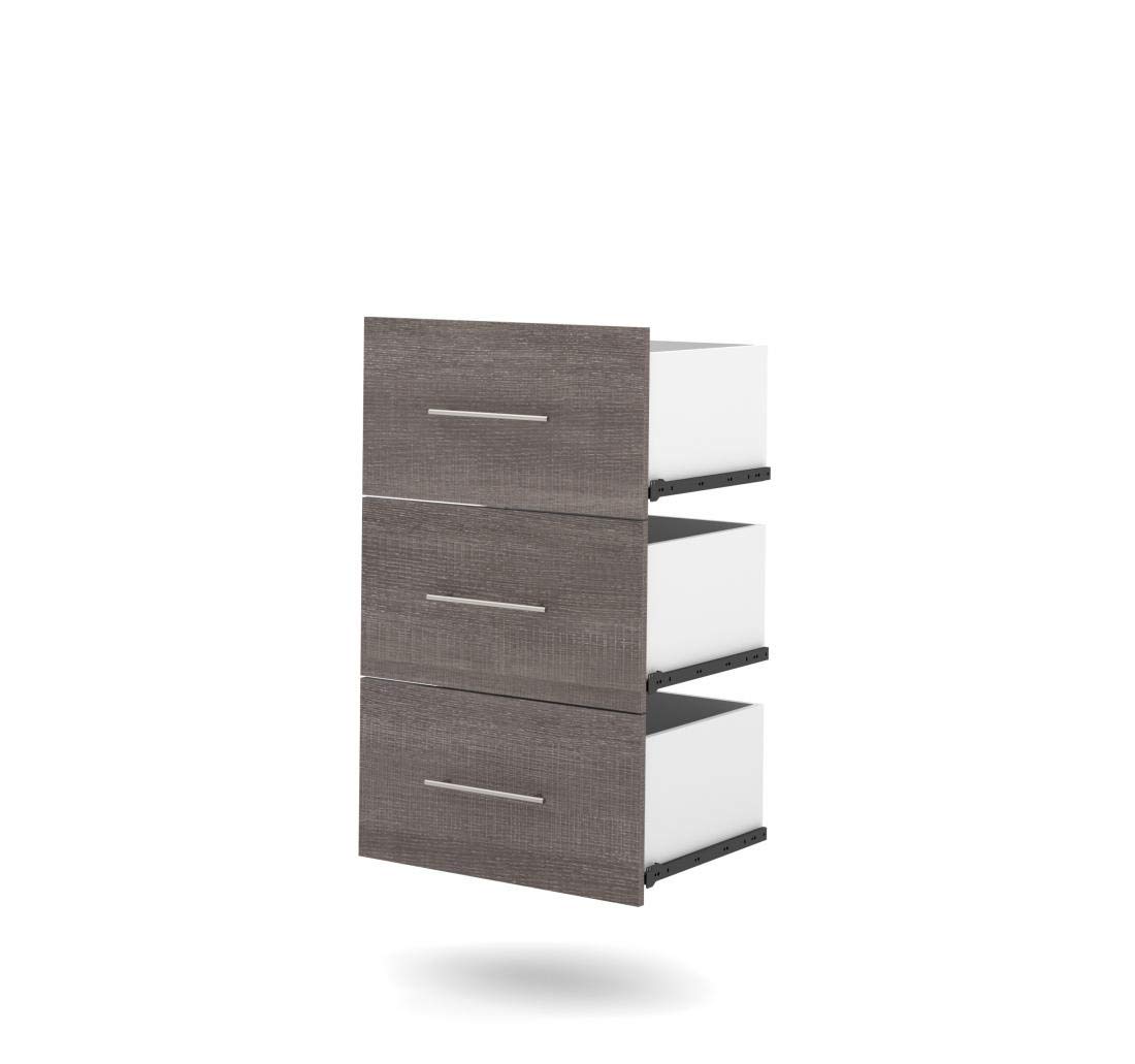 Bestar Nebula 24W 3-Drawer Storage Set for Nebula 25W Closet Organizer in Bark Grey - Perfect for Bedroom, Closet & Office Organization