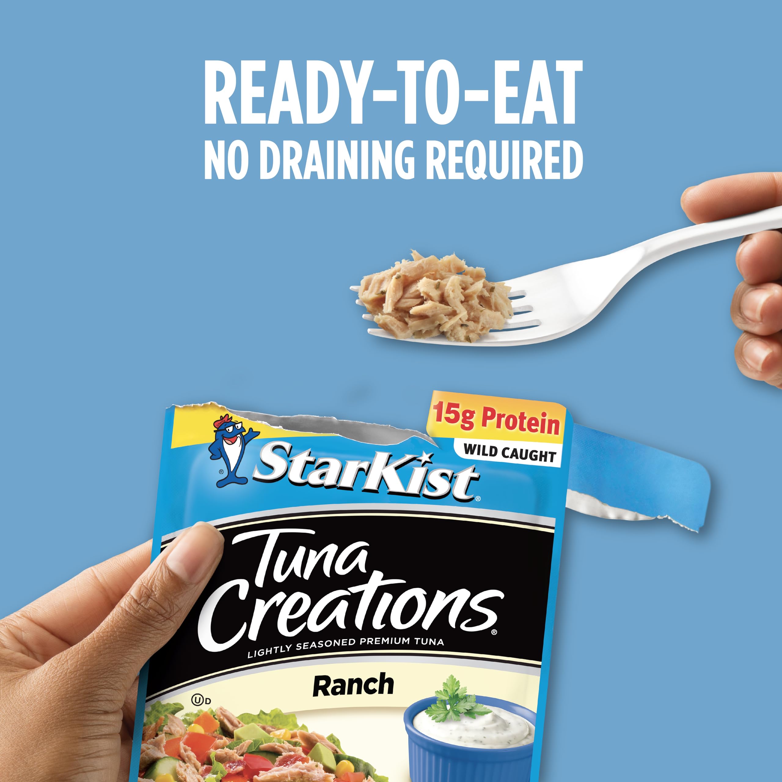 StarKist Tuna Creations Ranch Flavor, 2.6 oz Pouch (Pack of 12) | Premium Protein Snack for Lunches, Camping & On-the-Go Meals | Packaging May Vary
