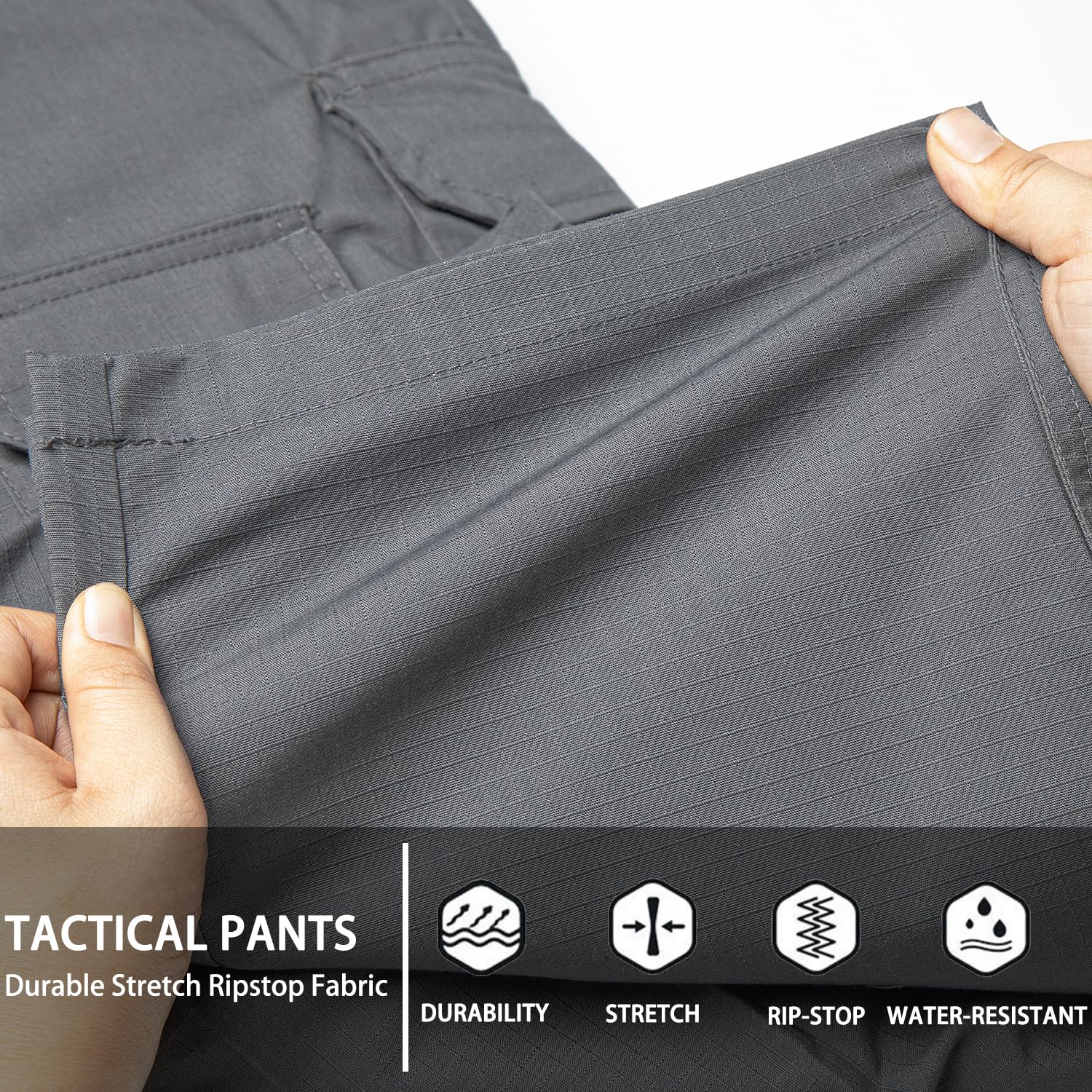 Men's Stretch Tactical Pants - Water Resistant Ripstop Cargo Pants for Outdoor, Work & Hiking | Lightweight Durable EDC Pants for Camping, Travel & Tactical Activities