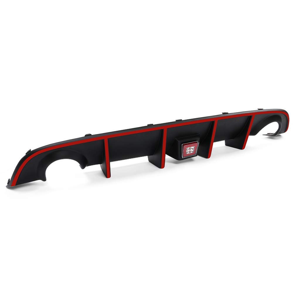 IKON MOTORSPORTS Rear Bumper Lip Diffuser with LED Brake Light & Red Reflective Tape - Compatible with 2015-2023 Dodge Charger SRT | Aggressive Style Upgrade for Street Racing & Car Shows