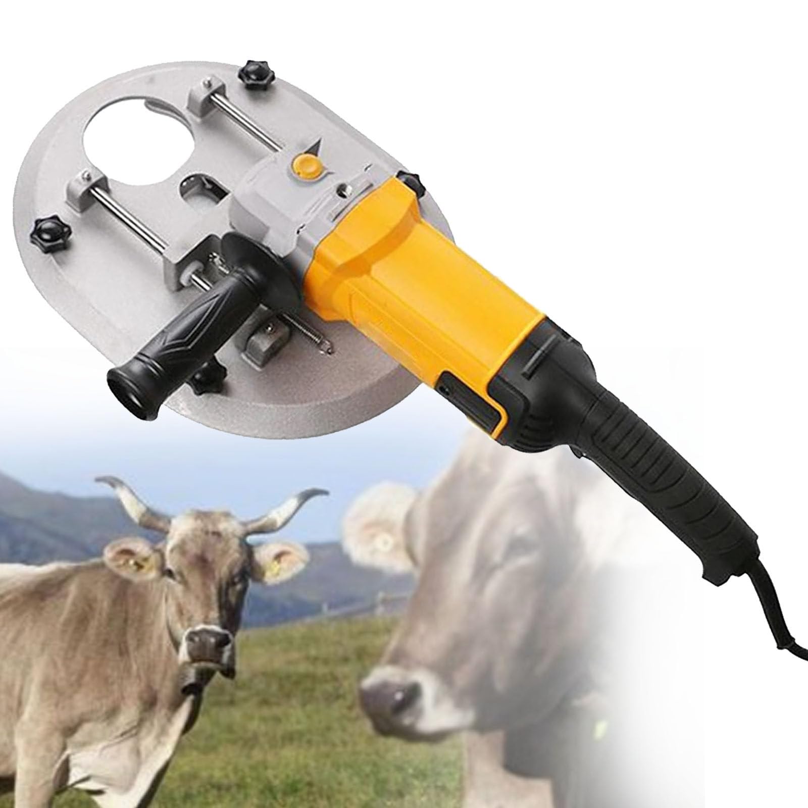 Electric Cattle Dehorner for Cows & Goats - Portable Horn Cutting Machine for Livestock - Heavy Duty Dehorning Tool for Adult Cattle - Yellow Livestock Equipment (Use for Farm, Ranch, and Dairy Operations)
