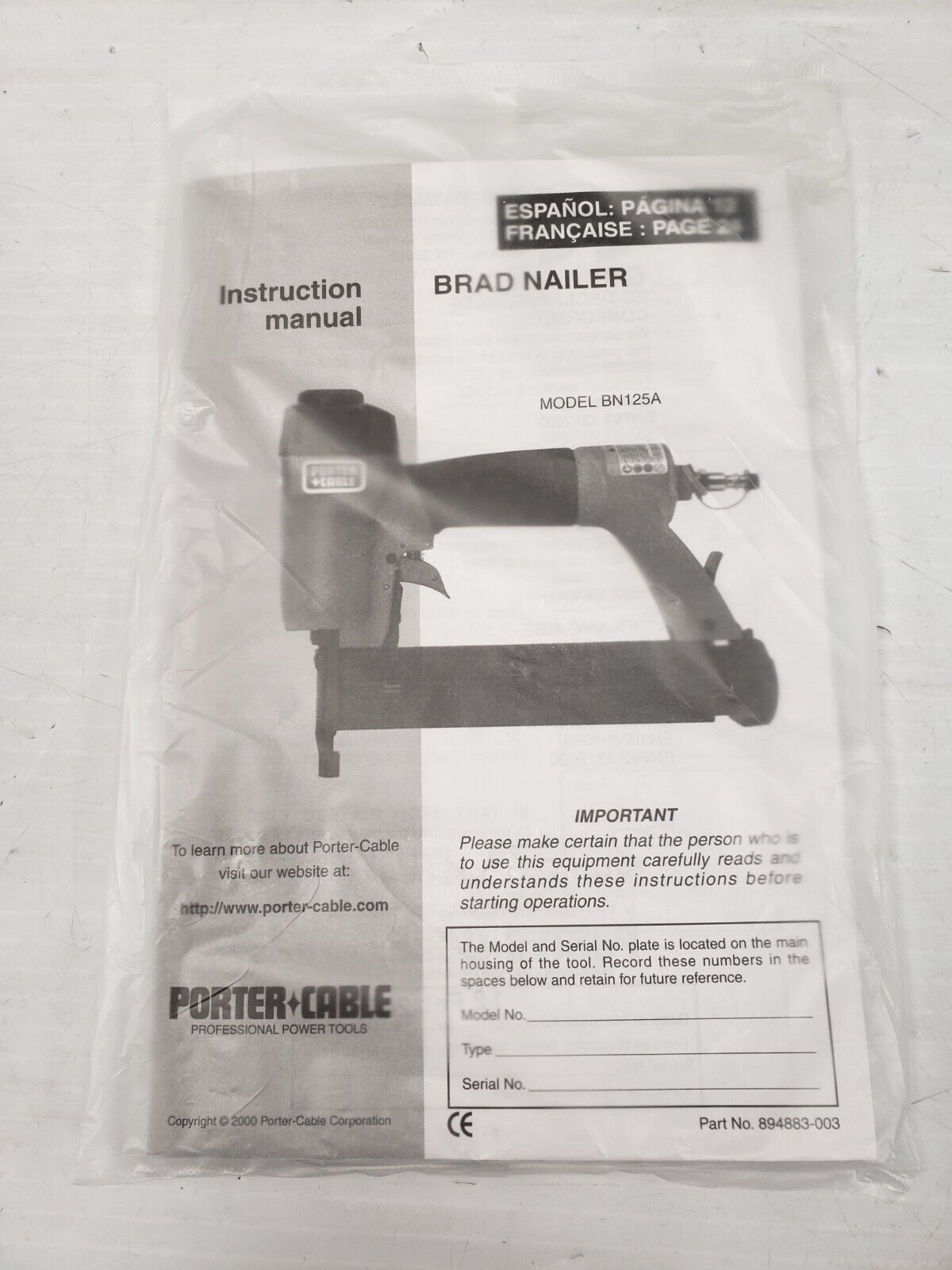 Porter-Cable BN125A 18-Gauge Brad Nailer - 2-Inch Pneumatic Finish Nail Gun for Woodworking, Trim & Furniture - Lightweight Air Nailer for DIY Projects & Professional Carpentry