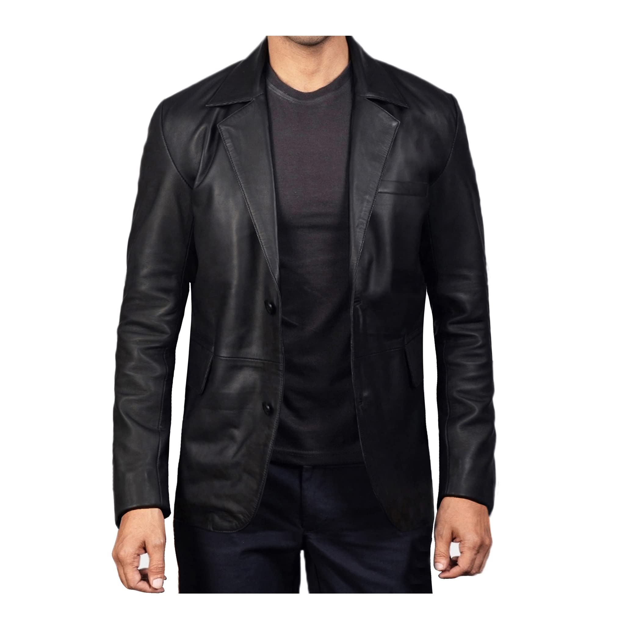 Premium Men's Lambskin Leather Blazer - Slim Fit Leather Sport Coat for Business & Formal Occasions - Ideal for Office, Weddings & Special Events