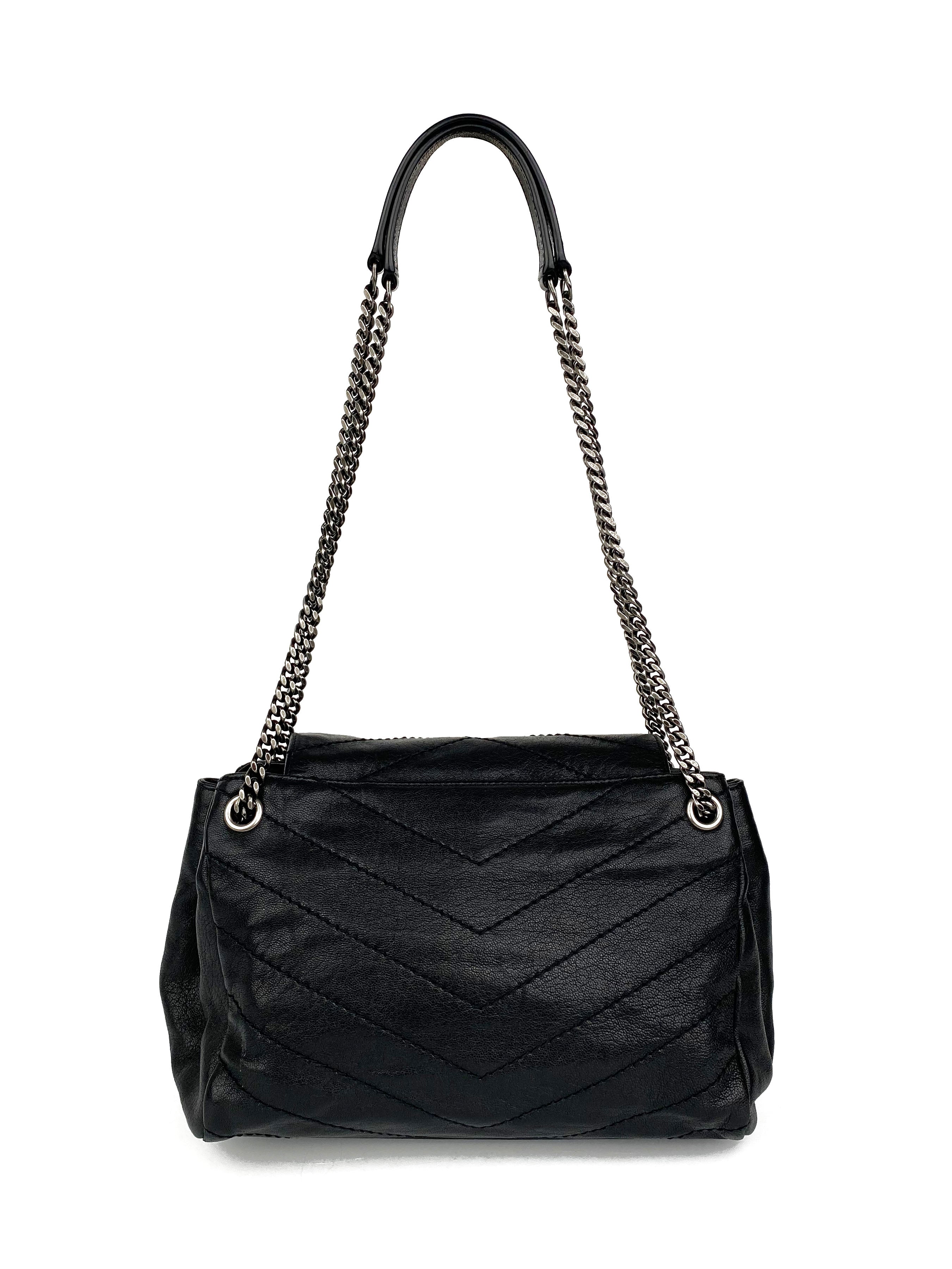 Saint Laurent Black Crinkled Leather Nolita Bag - Luxury Designer Handbag for Women | Perfect for Evening Events, Parties & Date Nights