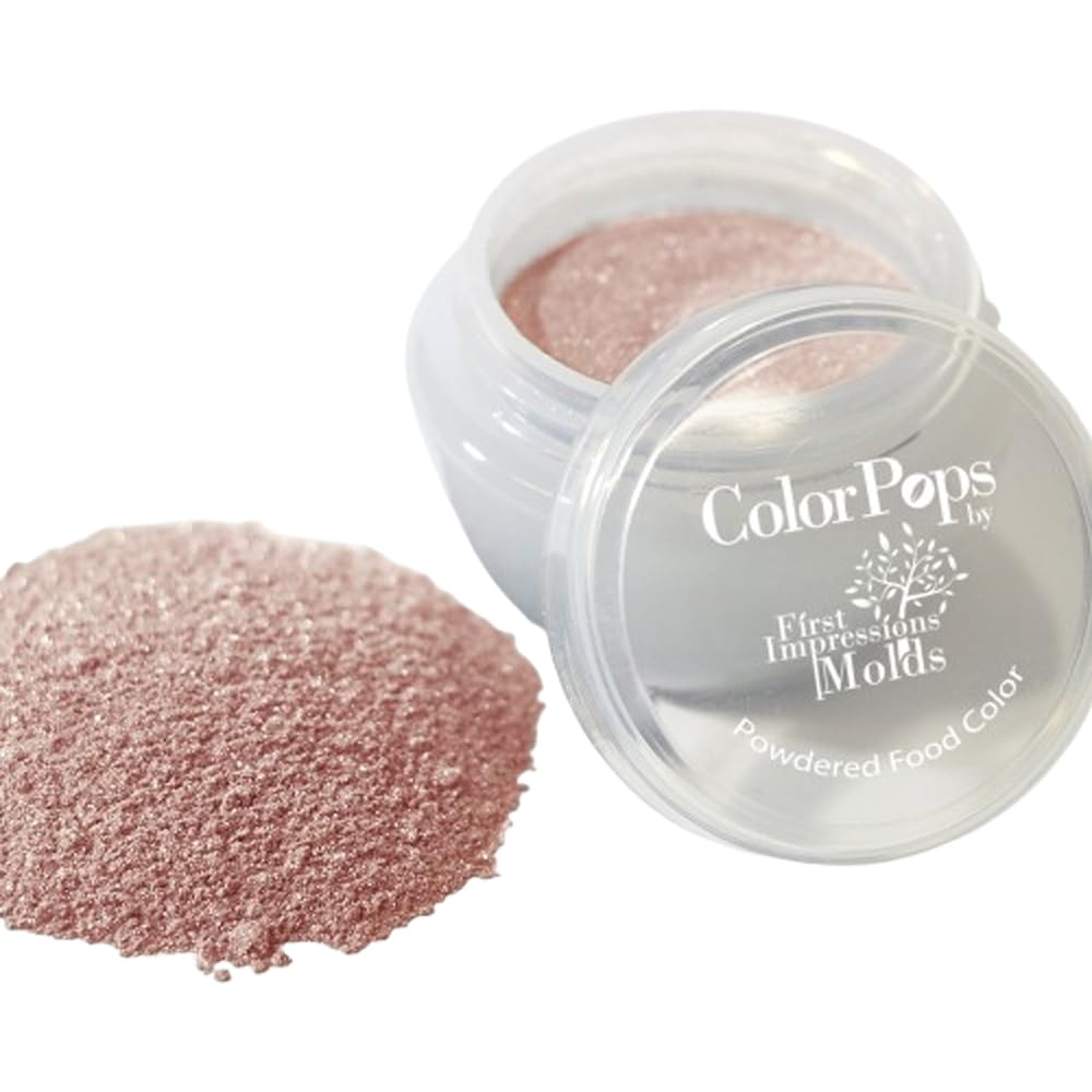 First Impressions Molds ColorPops Edible Pearlescent Luster Dust - Food Coloring Powder for Baking & Cake Decorating (10g Jar, Pearl Brown 7) | Perfect for Chocolate, Candy, Cookies, Gum Paste | Made in USA | Great for Birthday Cakes, Wedding Desserts & DIY Sweet Treats