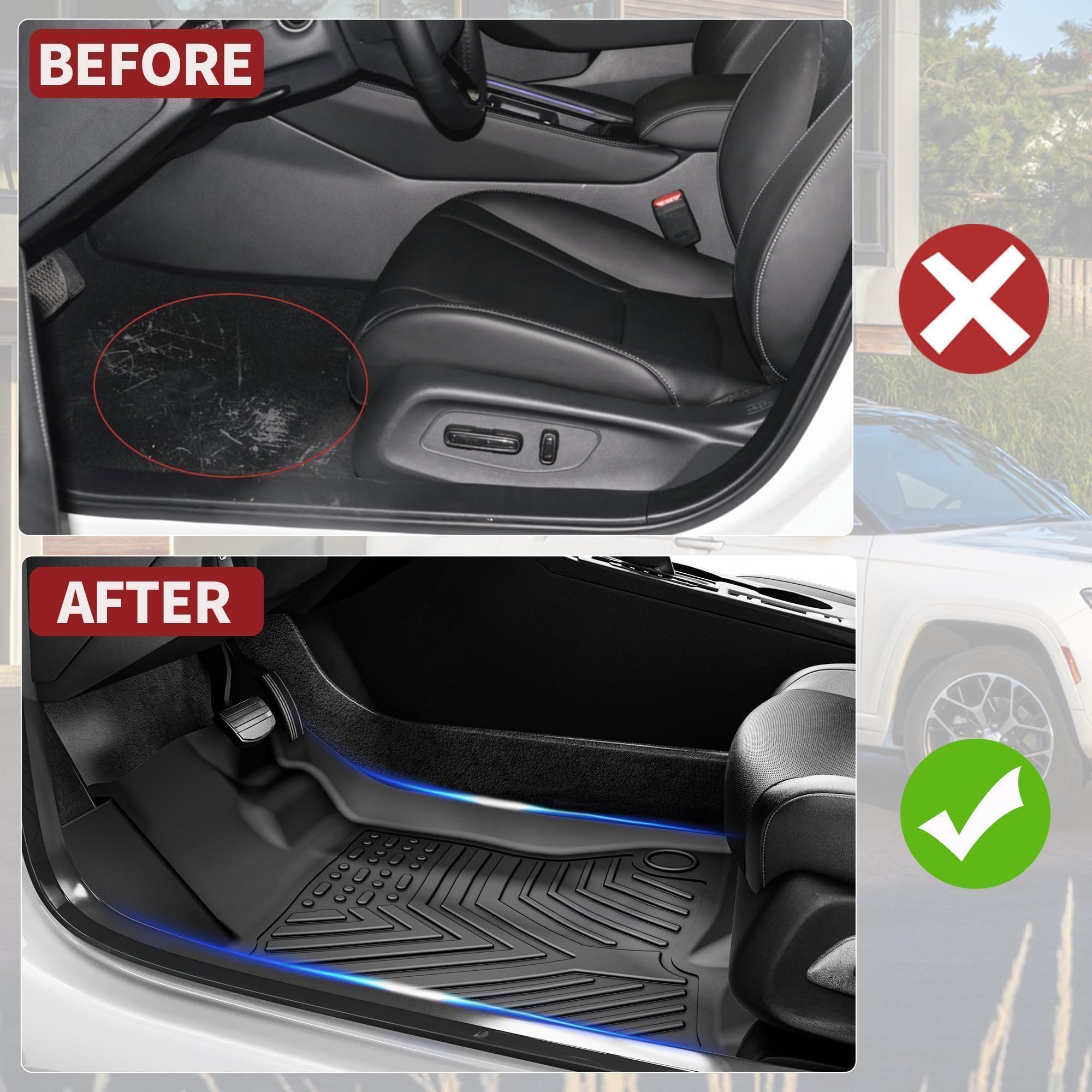 YITAMOTOR Custom Fit TPE All-Weather Floor Mats for 2016-2023 Toyota Tacoma Double Cab - 1st & 2nd Row Heavy Duty Car Floor Liners | Perfect for Off-Roading, Camping & Daily Driving Protection
