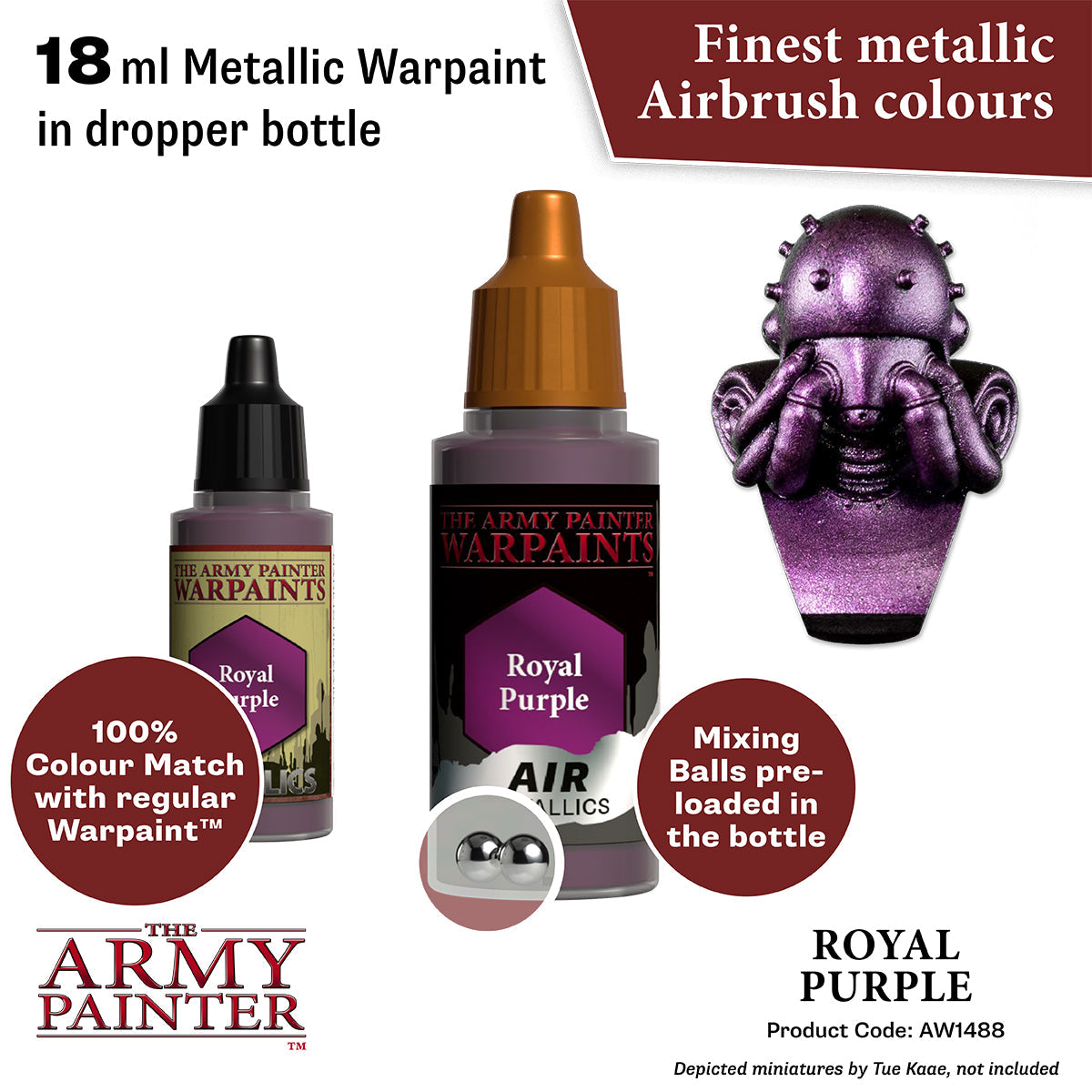 Warpaints Air Metallics: Royal Purple Metallic Acrylic Paint for Miniatures & Models - Perfect for Warhammer, D&D, and Cosplay Projects