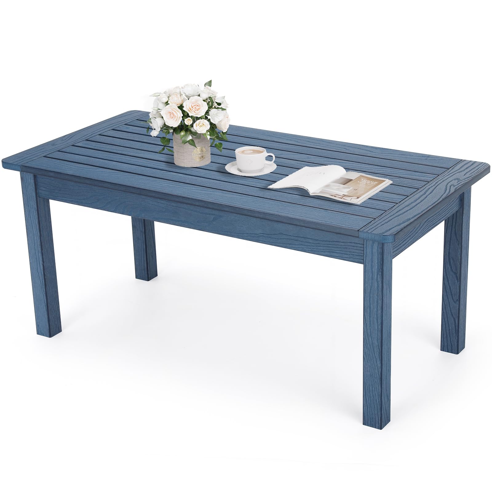 Stoog Outdoor Coffee Table - All-Weather Patio Side Table for Garden, Backyard, Balcony & Living Room - Durable Blue Furniture for Relaxing Outdoors & Indoor Decor