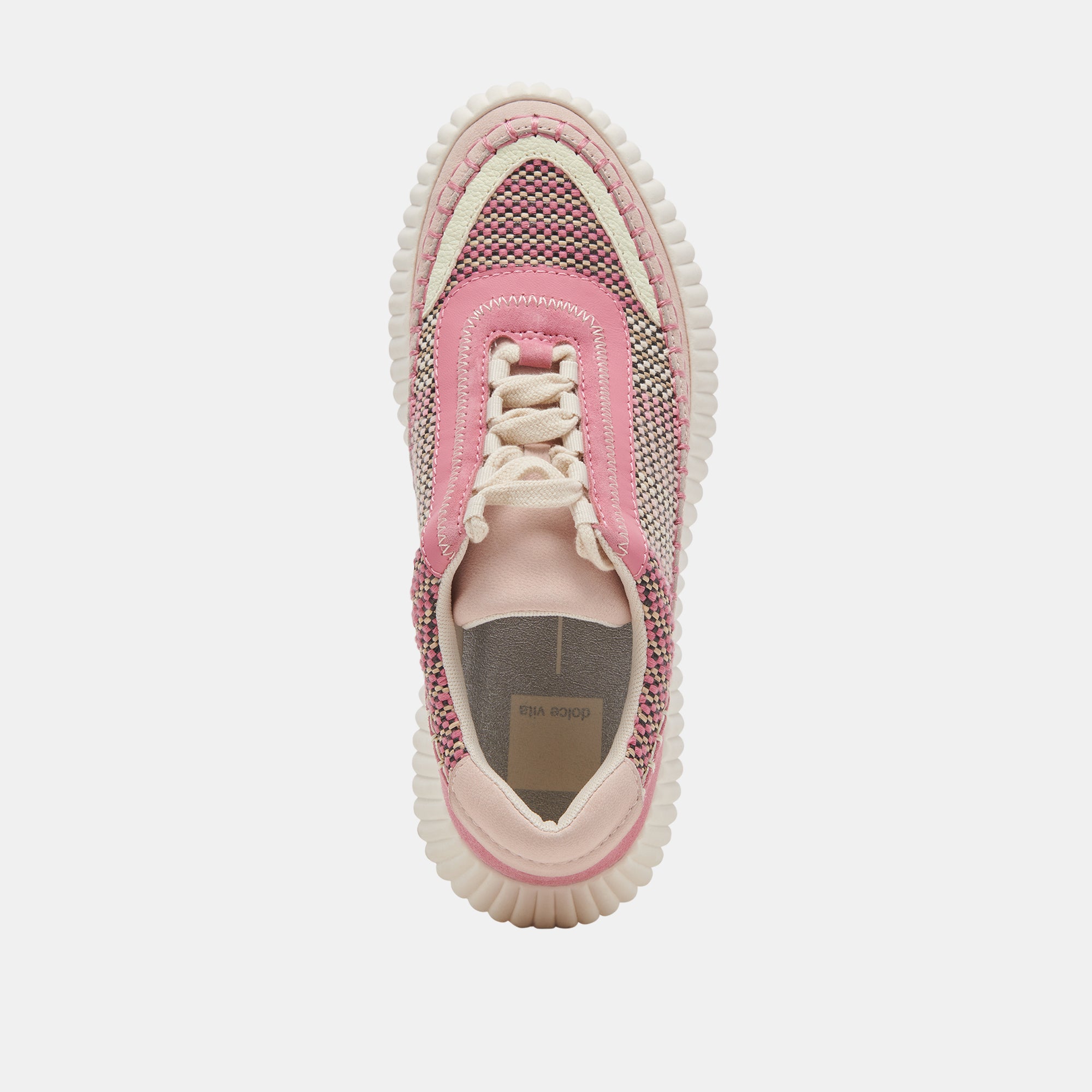 DOLEN Women's Sneakers - Pink Multi Woven Fabric Casual Shoes for Walking, Running & Gym Workouts | Comfortable Athletic Shoes for Women | Perfect for Daily Wear, Jogging & Fitness Training