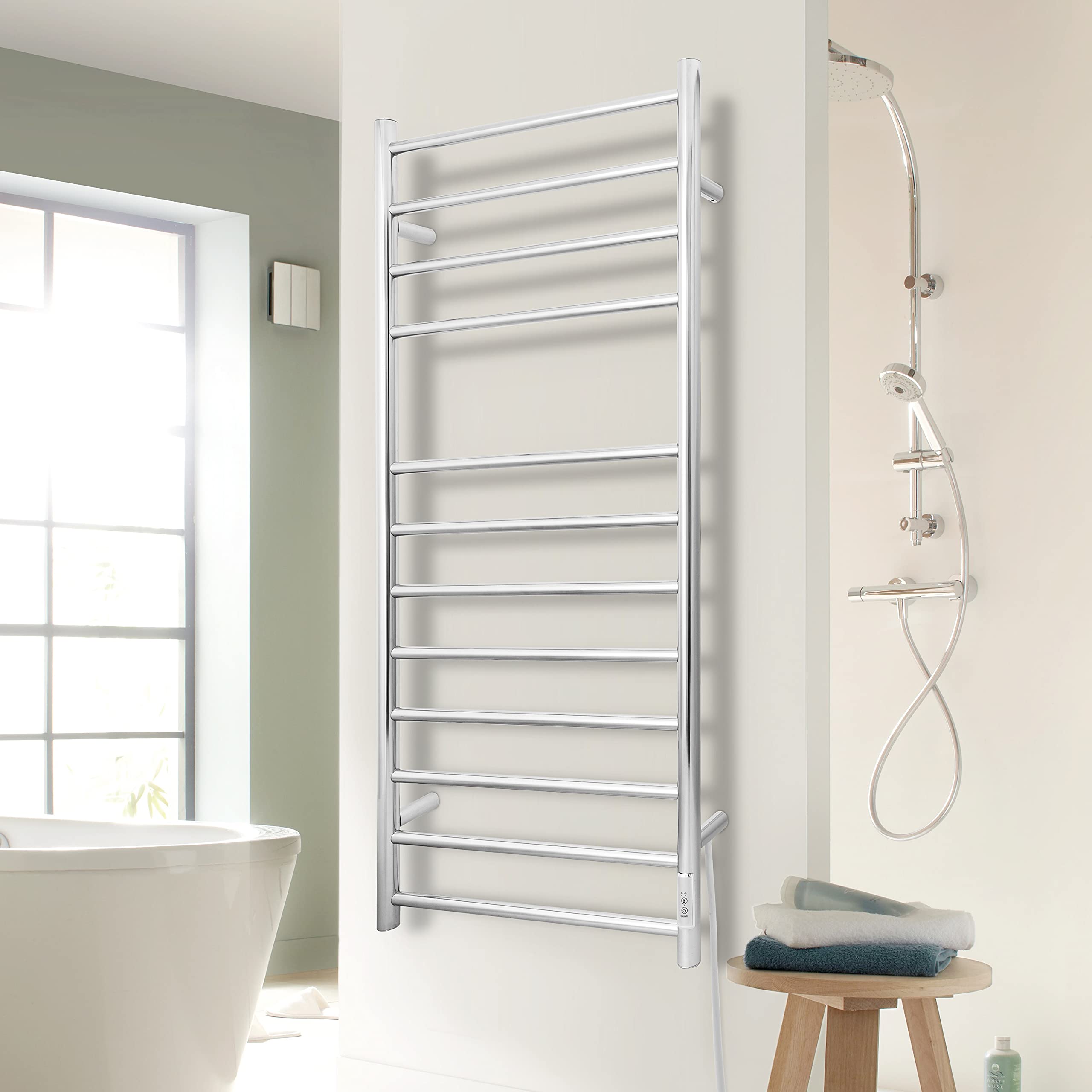 Premium Stainless Steel Electric Towel Warmer with Built-in Timer - 12 Bar Wall Mounted Heated Towel Rack for Bathroom | Fast Heating, Energy Efficient | Perfect for Spa, Luxury Hotels & Modern Homes