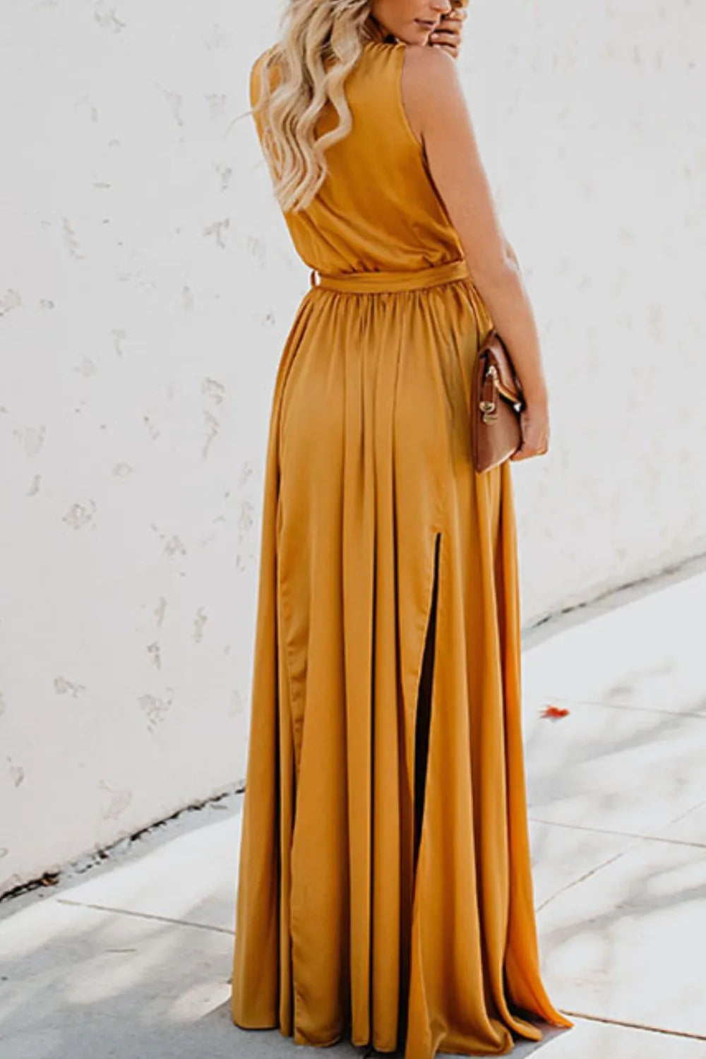 Elegant Tie Waist Maxi Resort Dress for Women - Flowy Beach Cover Up, Summer Vacation Outfit, Boho Chic Evening Wear