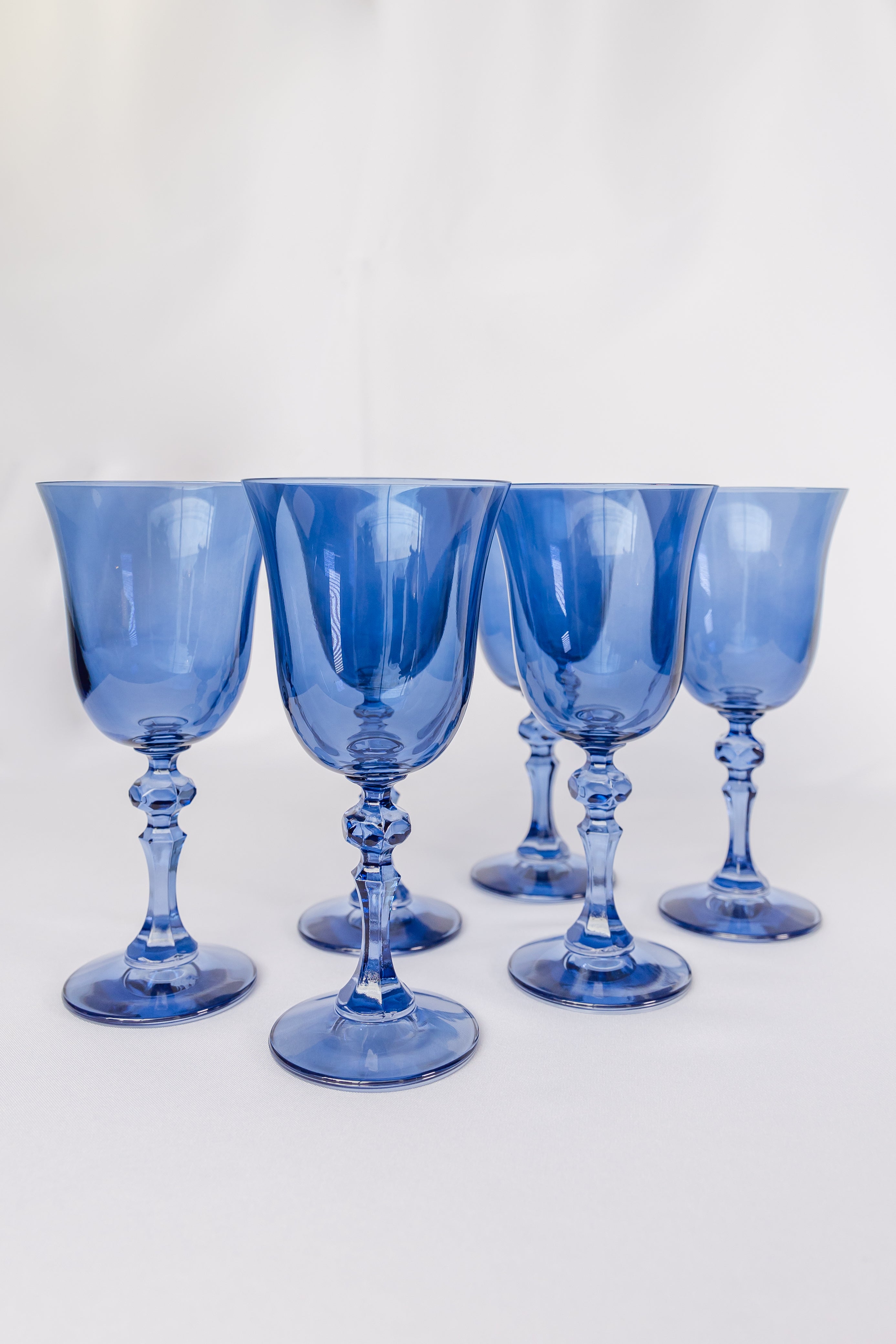Estelle Colored Regal Goblet Set of 6 - Cobalt Blue Wine Glasses for Elegant Dinner Parties & Wedding Receptions