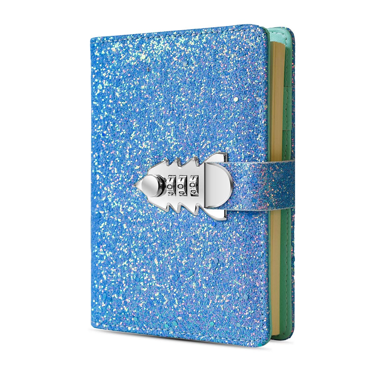ARRLSDB Digital Password Journal with Combination Lock - A6 Refillable Leather Diary Notebook for Girls & Teens - Perfect for School, Travel, and Secret Keeping (Blue)